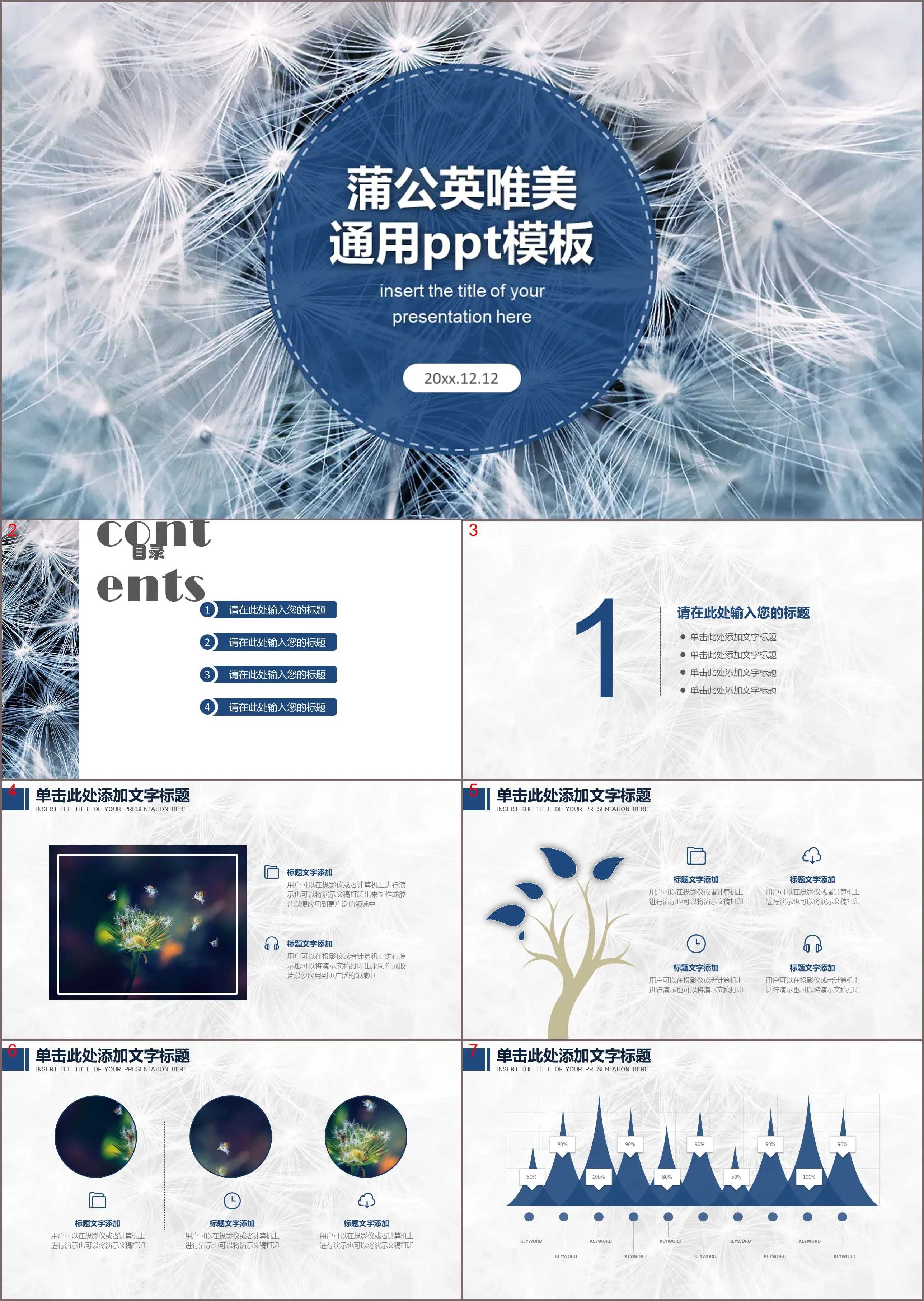 Beautiful dandelion PPT template