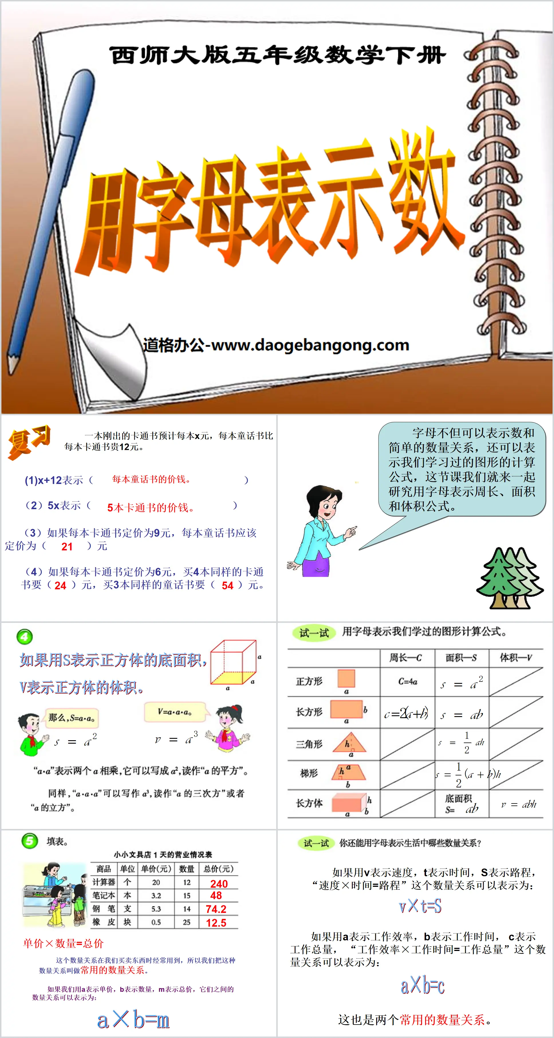 《用字母表示數》方程式PPT課件3