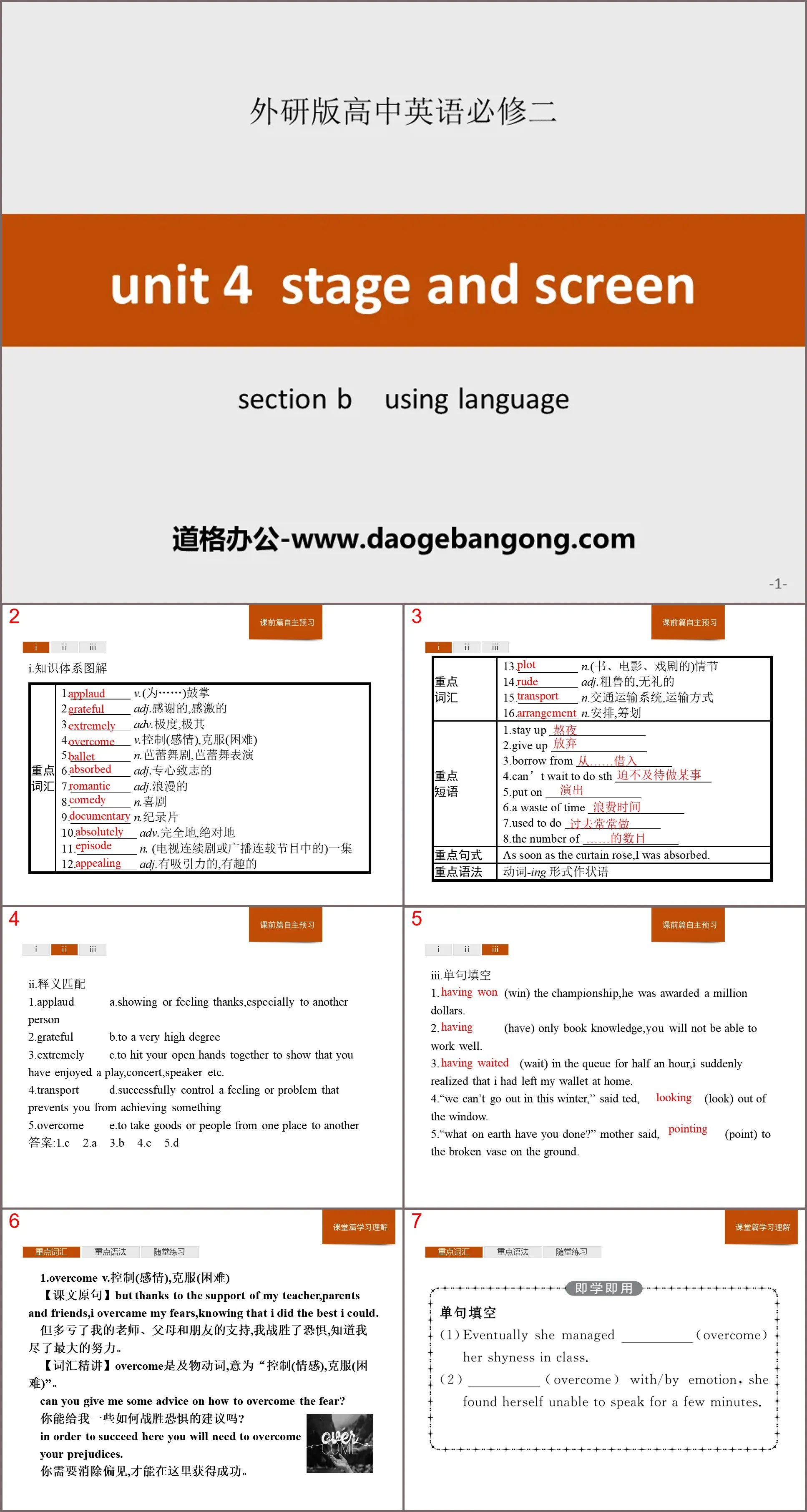 《Stage and screen》SectionB PPT