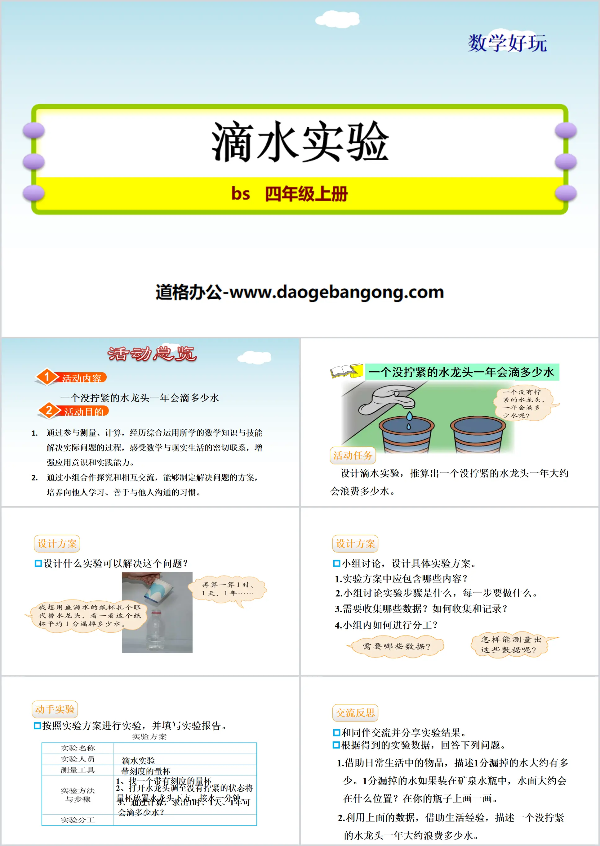 《滴水实验》数学好玩PPT