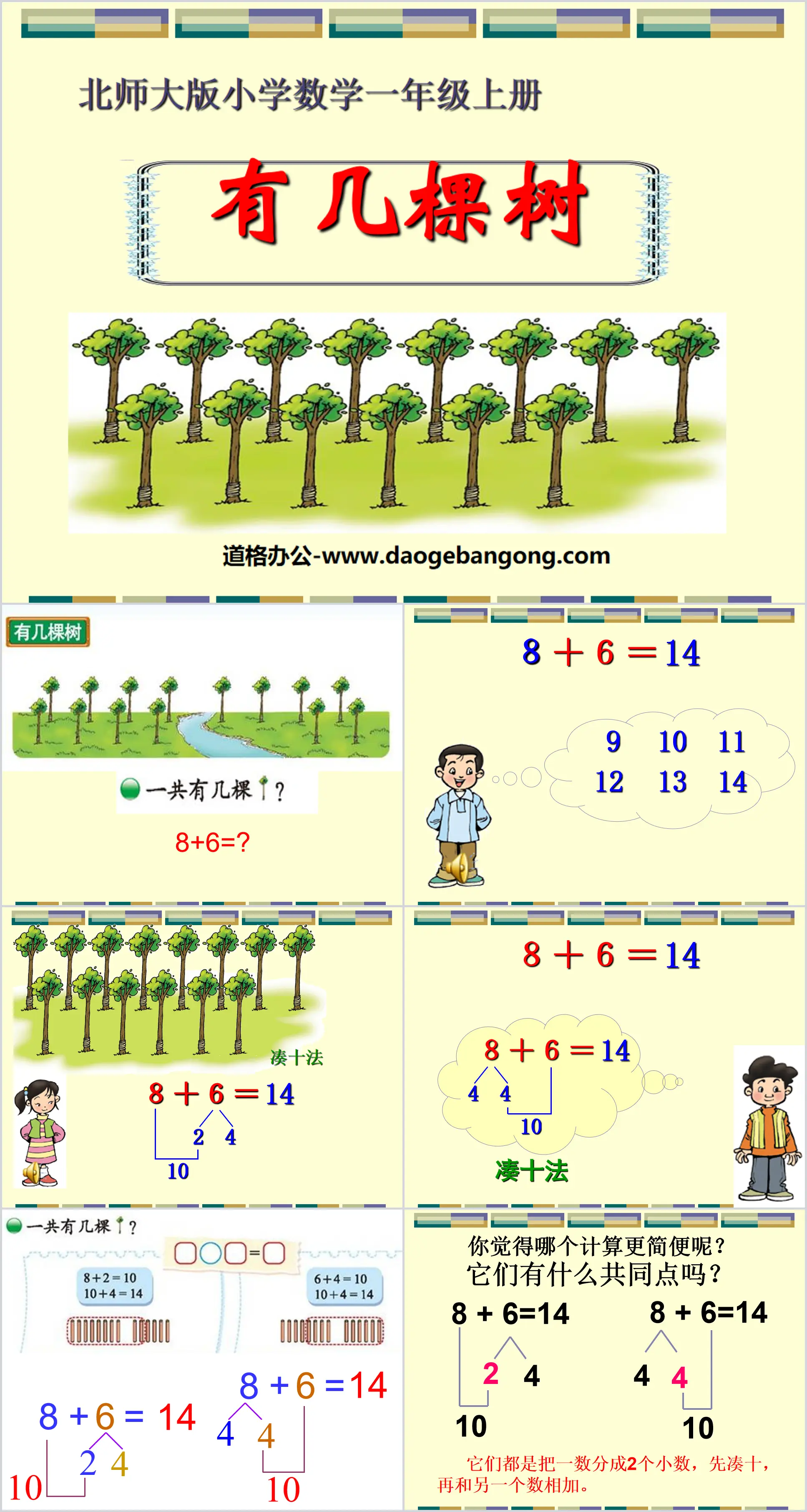 "How Many Trees" Addition and Subtraction PPT Courseware 2