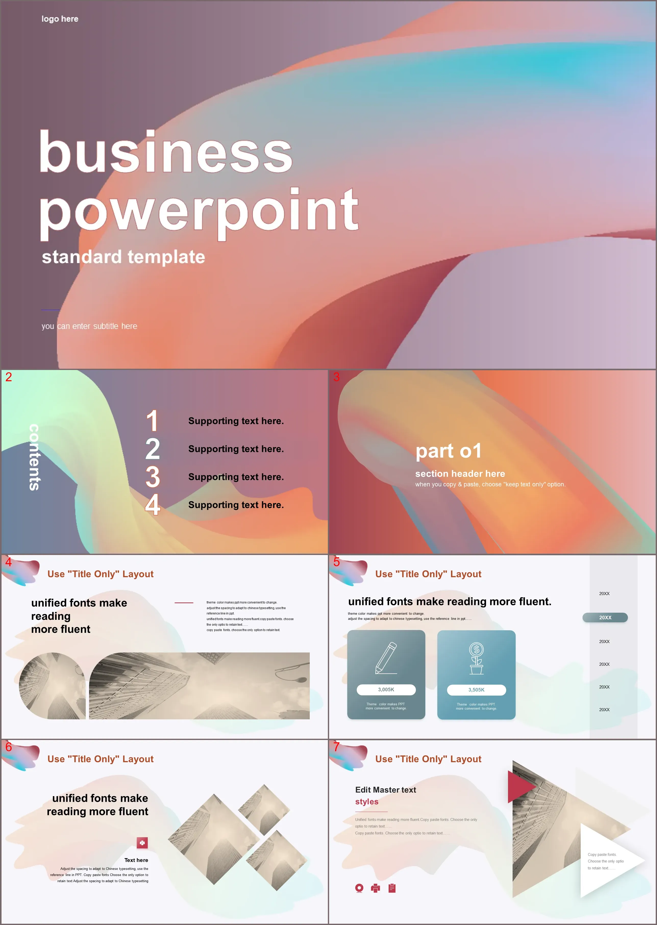 Morandi color abstract fashion business report PPT template download