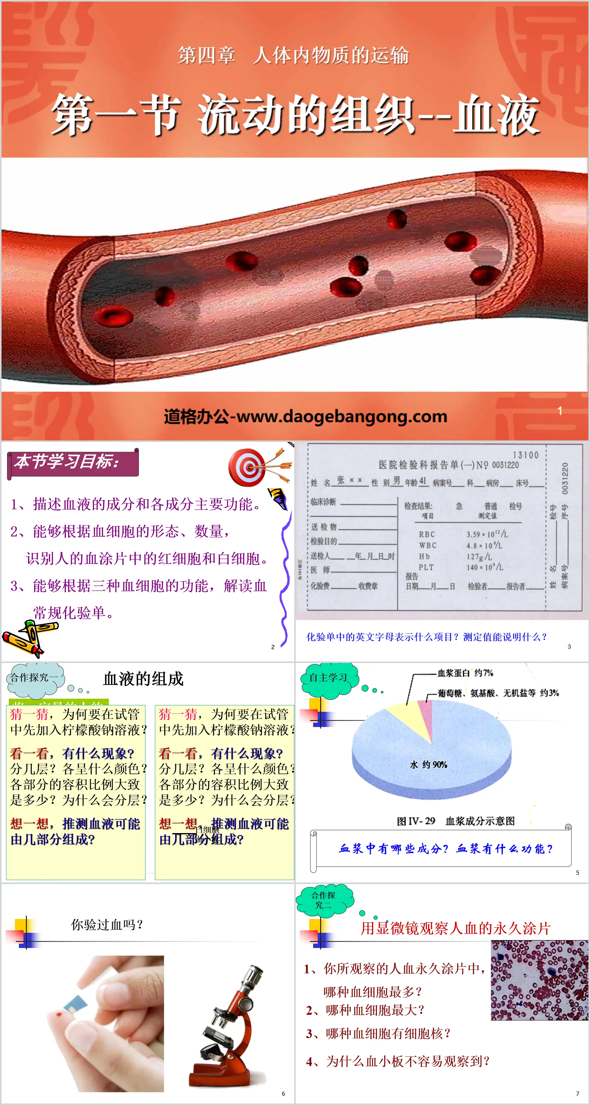 《流动的组织-血液》人体内物质的运输PPT课件3
