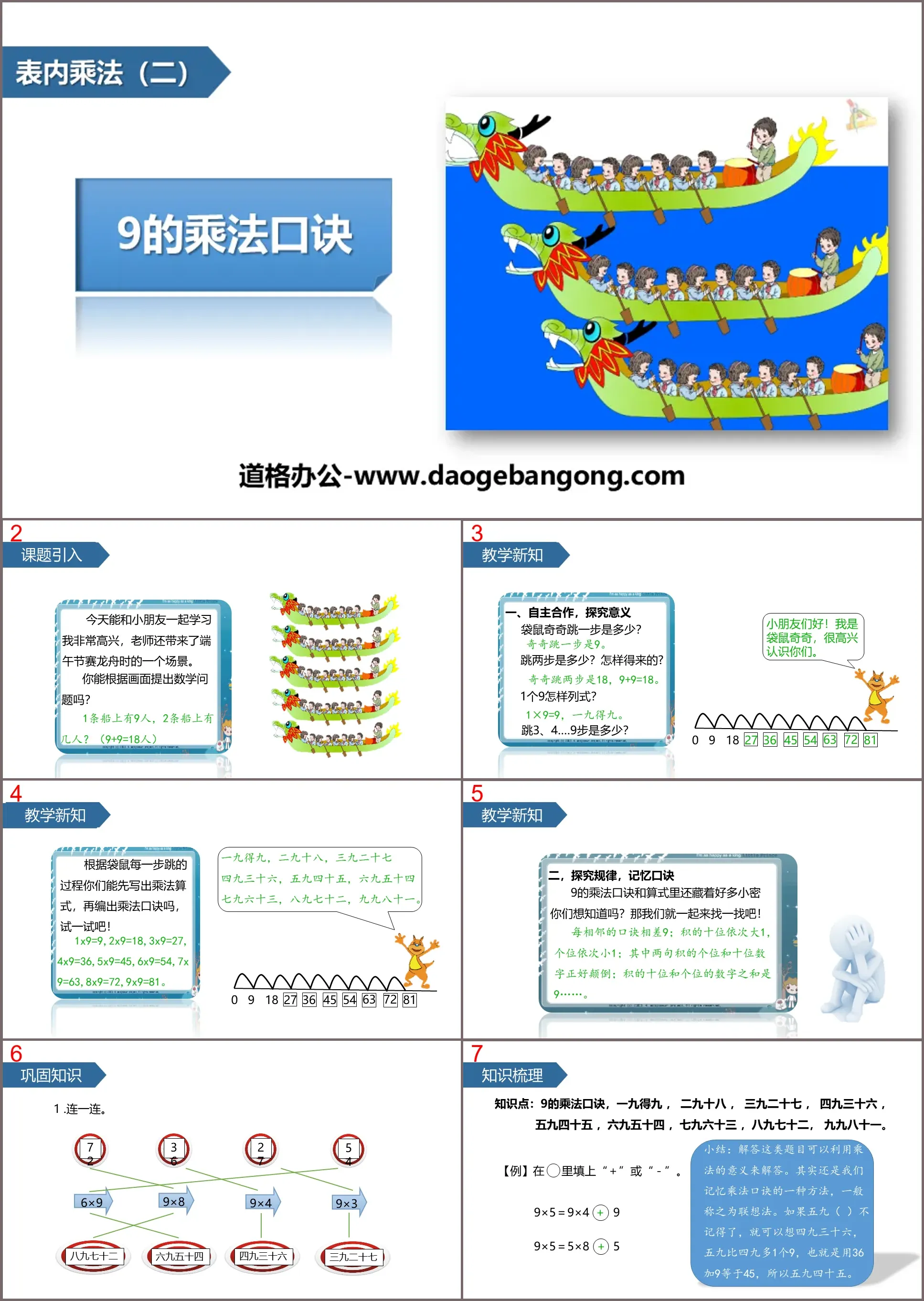 《9的乘法口诀》表内乘法PPT免费课件