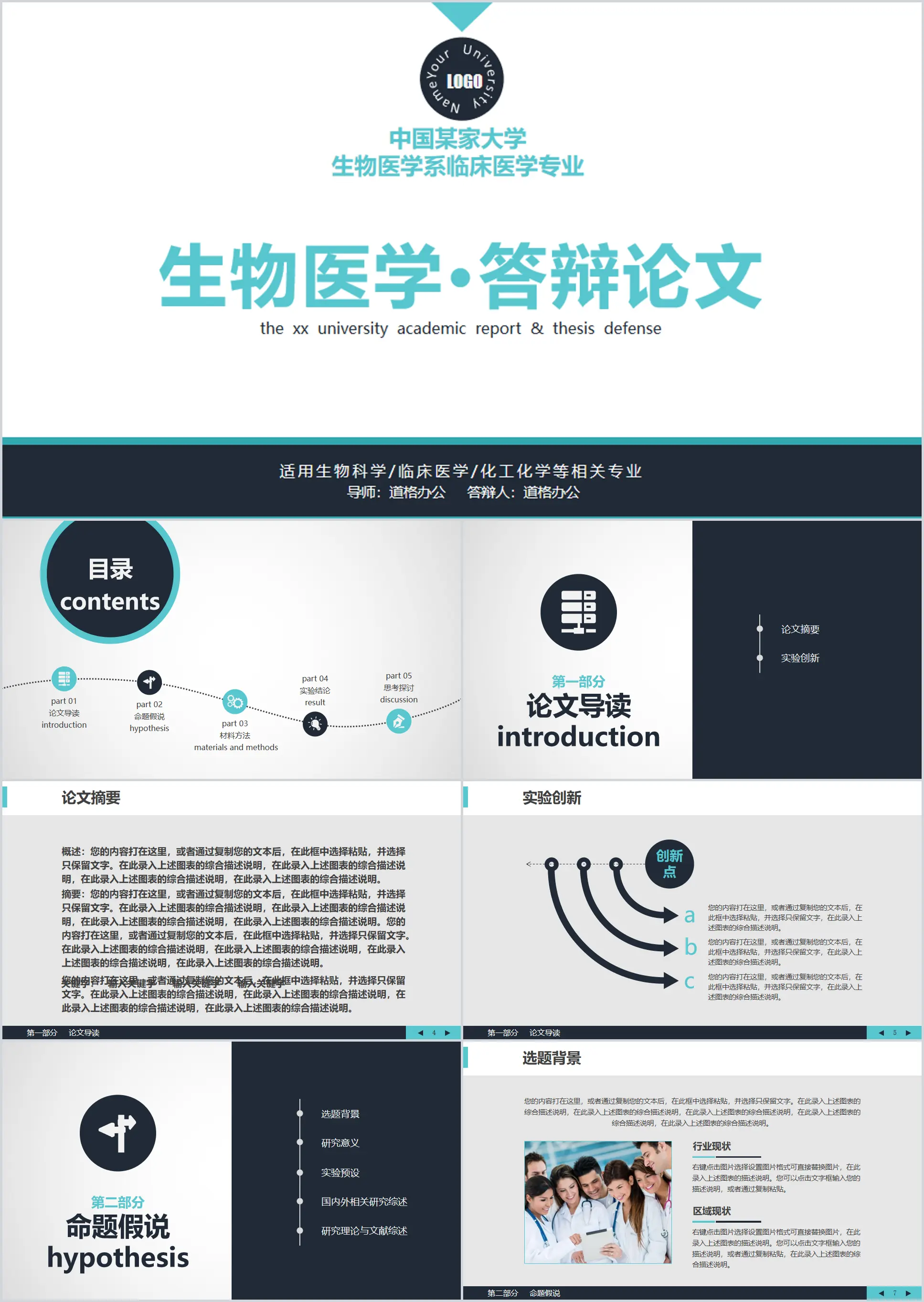 臨床醫學類大學畢業論文答辯PPT模板