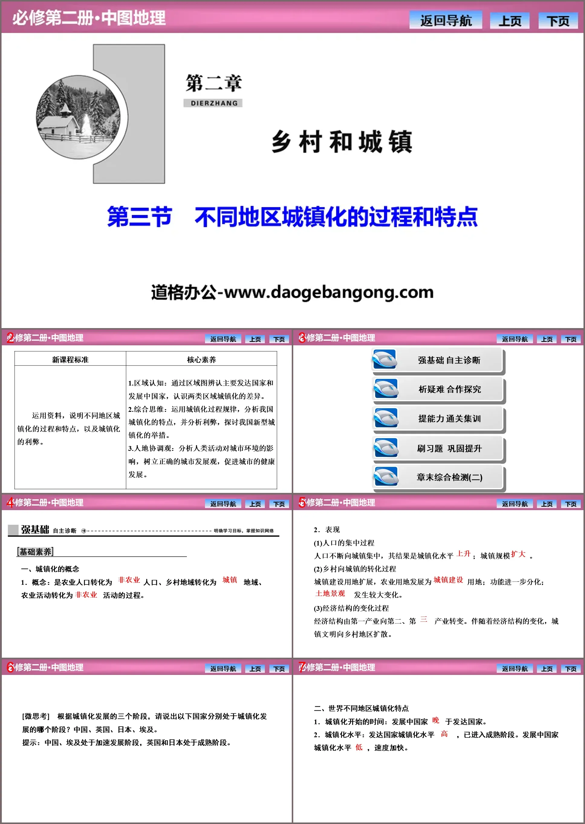 《不同地区城镇化的过程和特点》乡村和城镇PPT课件