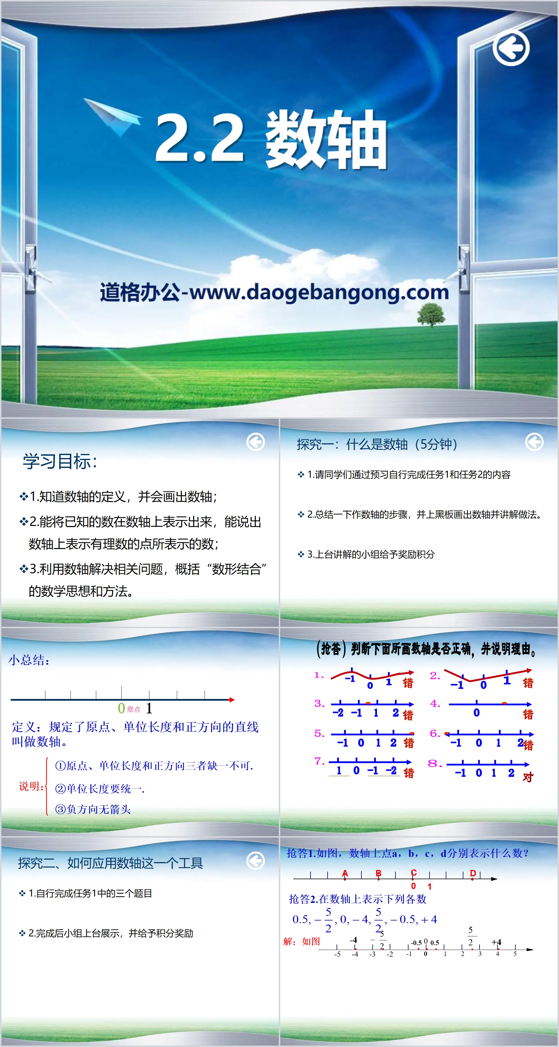 "Number Axis" PPT courseware