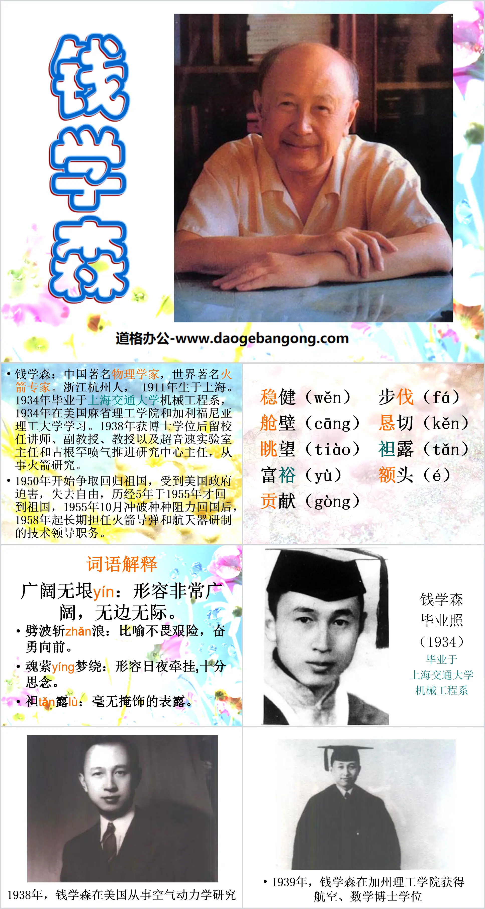 "Qian Xuesen" PPT courseware 3