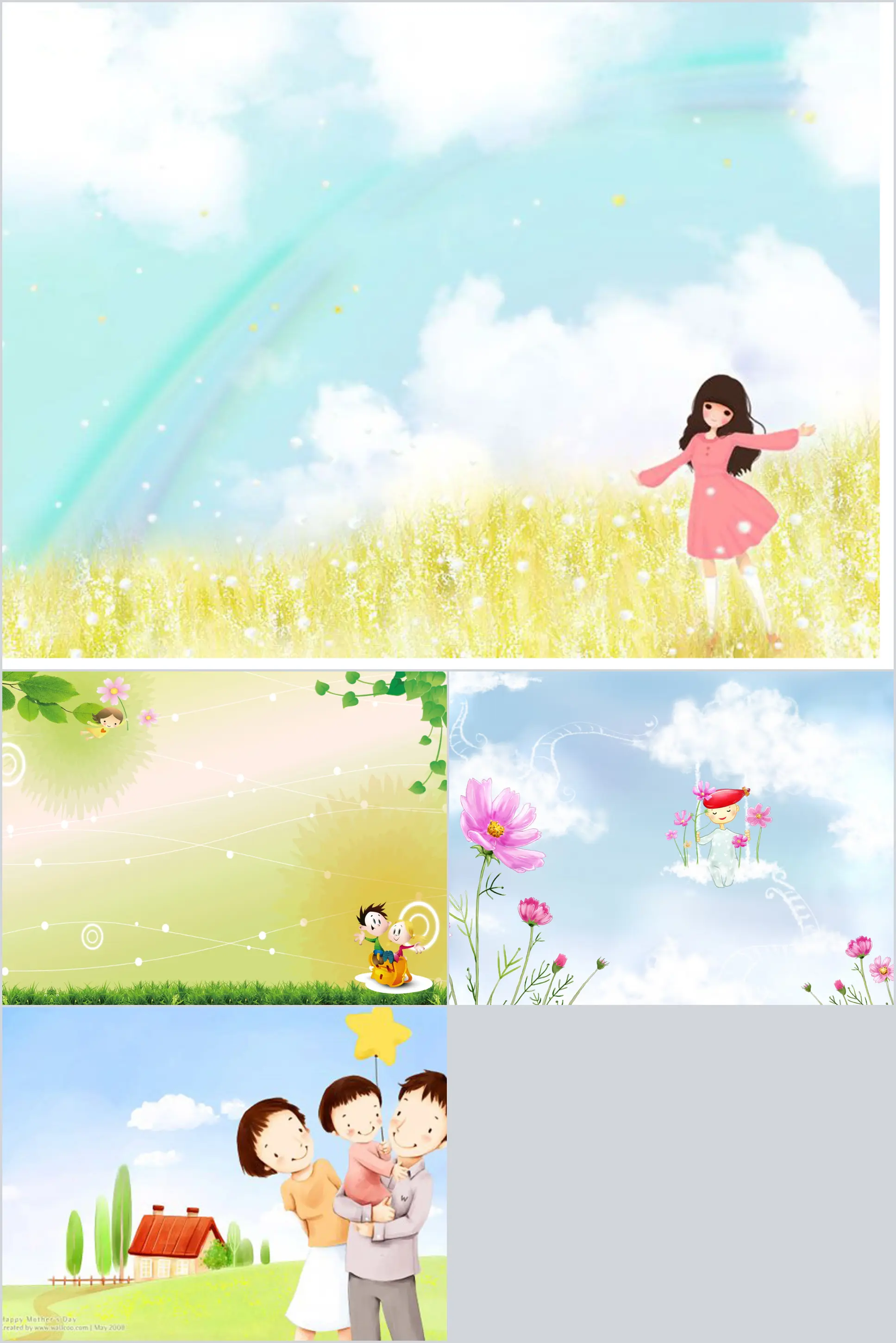 Beautiful mood character cartoon PPT background picture