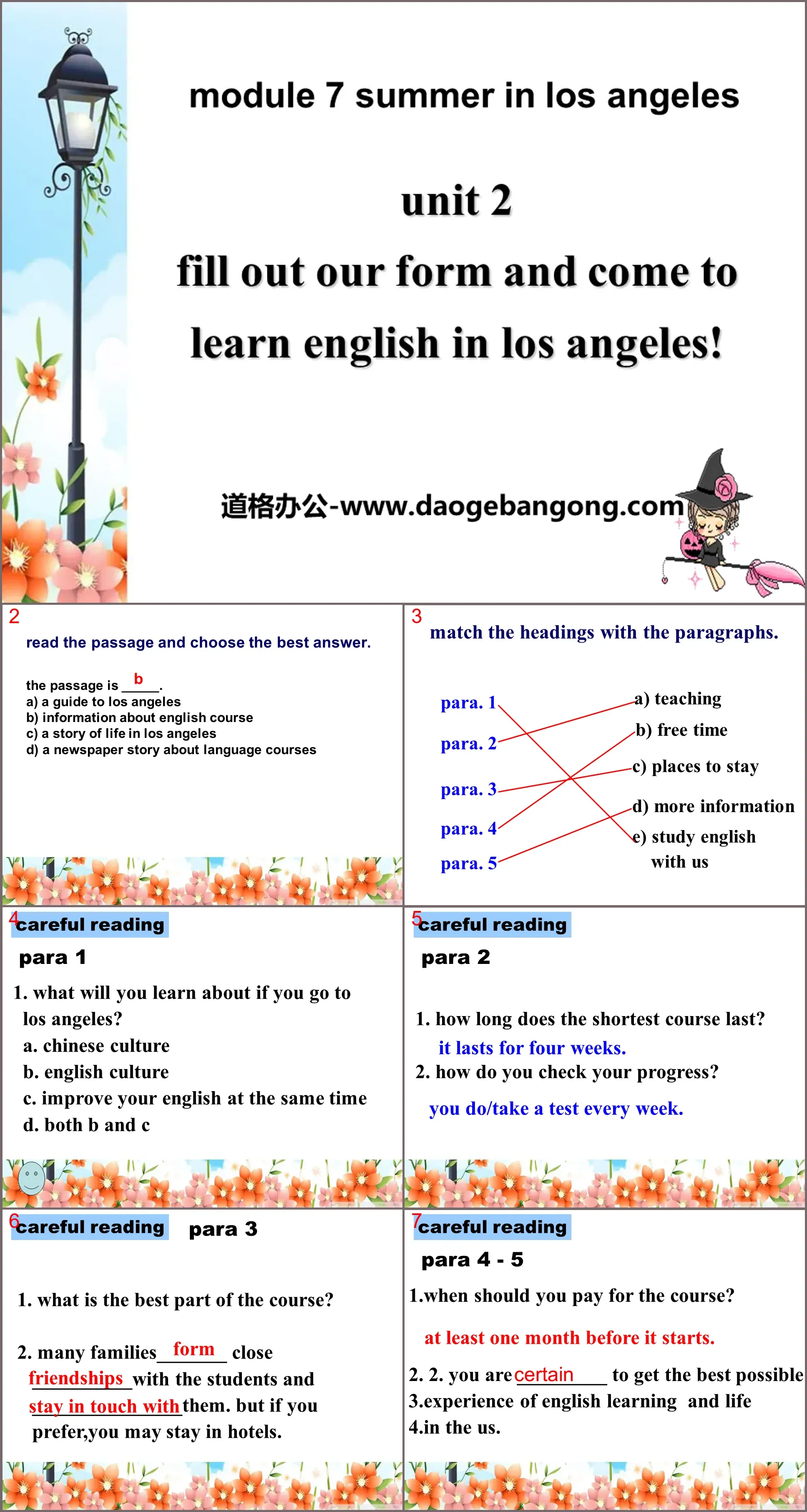 "Fill out our form and come to learn English in Los Angeles!" Summer in Los Angeles PPT courseware 2