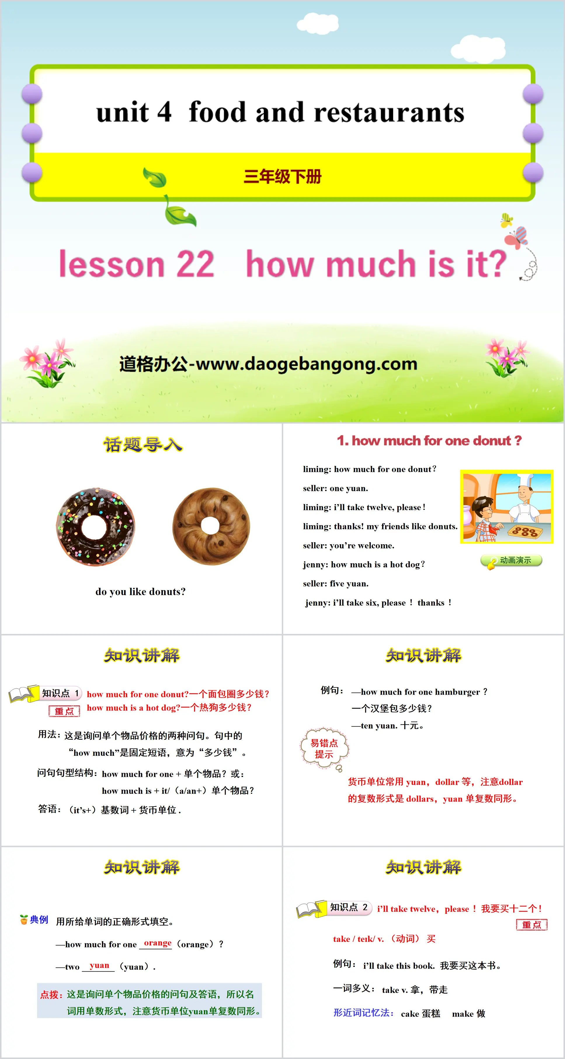 《How much is it?》Food and Restaurants PPT
