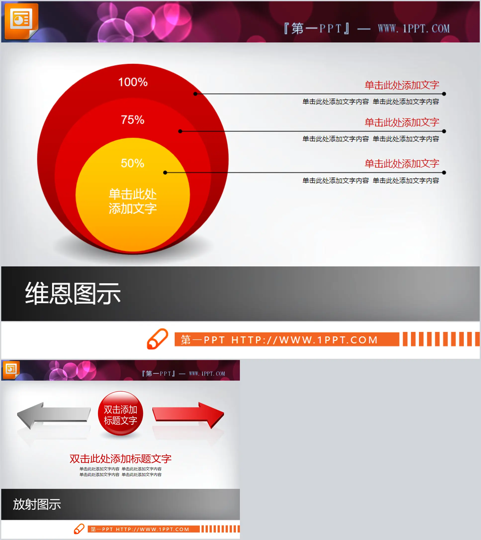 圆形层级关系PPT图表