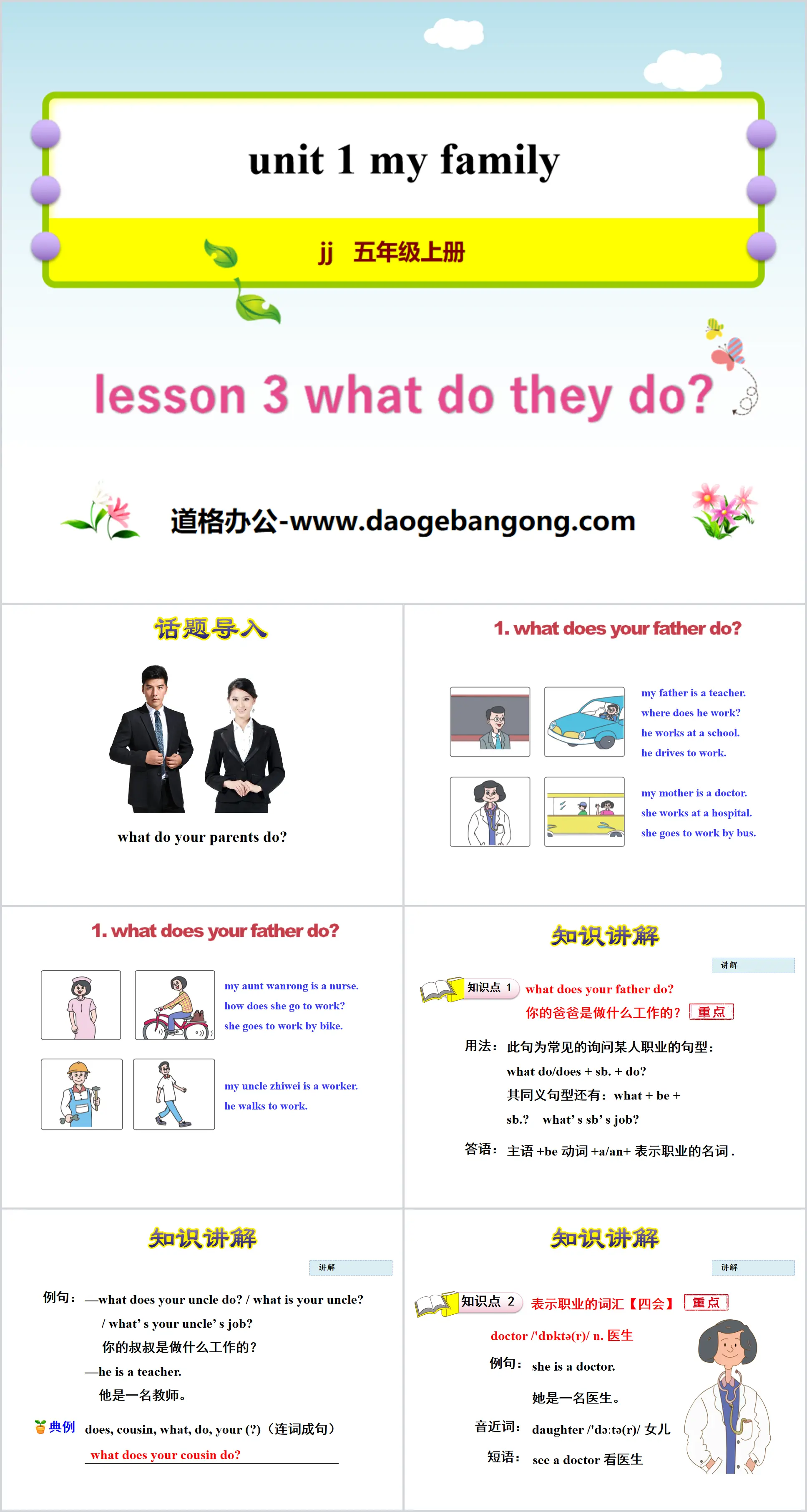 "What Do They Do?" My Family PPT teaching courseware