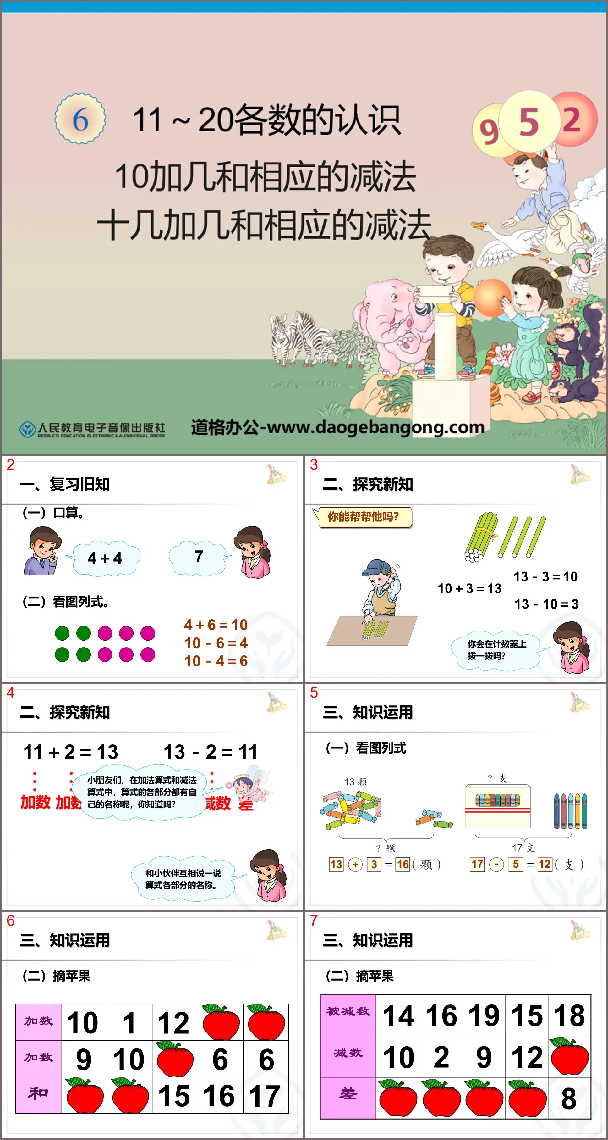 《10和十几加几和相应的减法》11-20各数的认识PPT课件