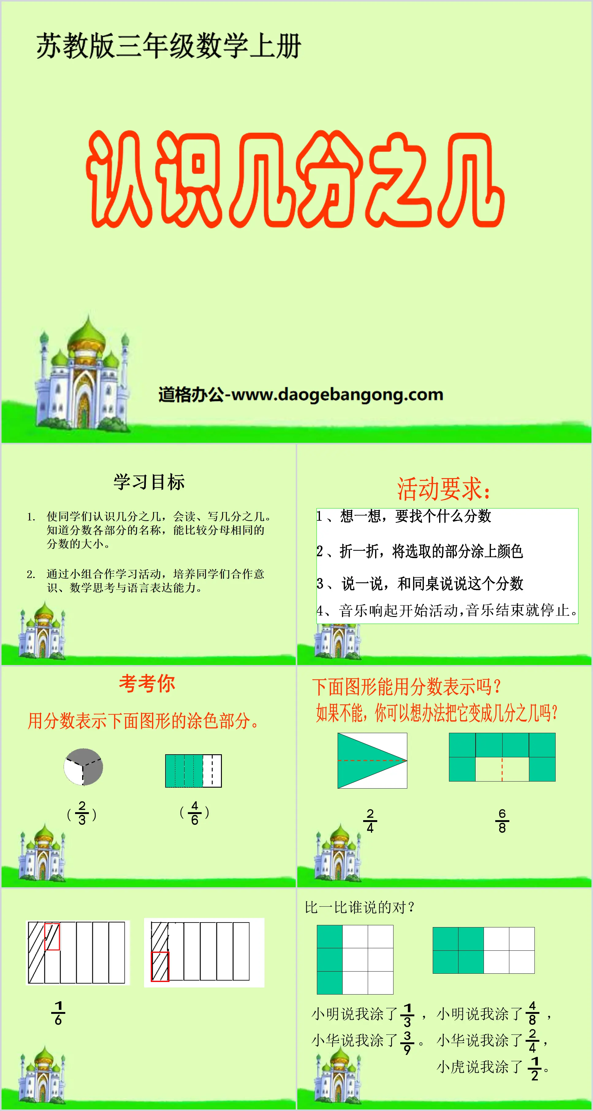 "Understanding Fractions" Preliminary Understanding of Fractions PPT Courseware 3