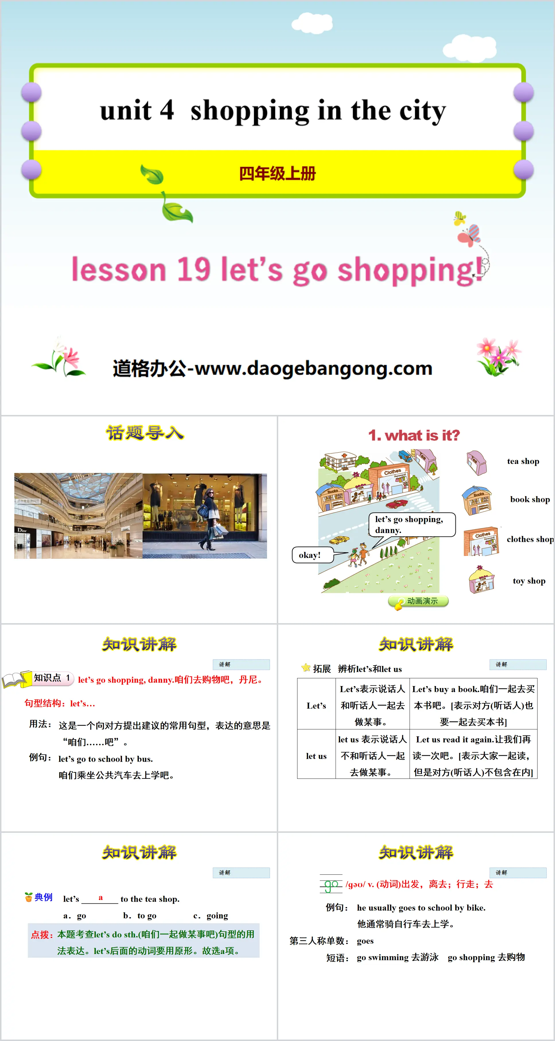 "Let's Go Shopping" Shopping in the City PPT courseware