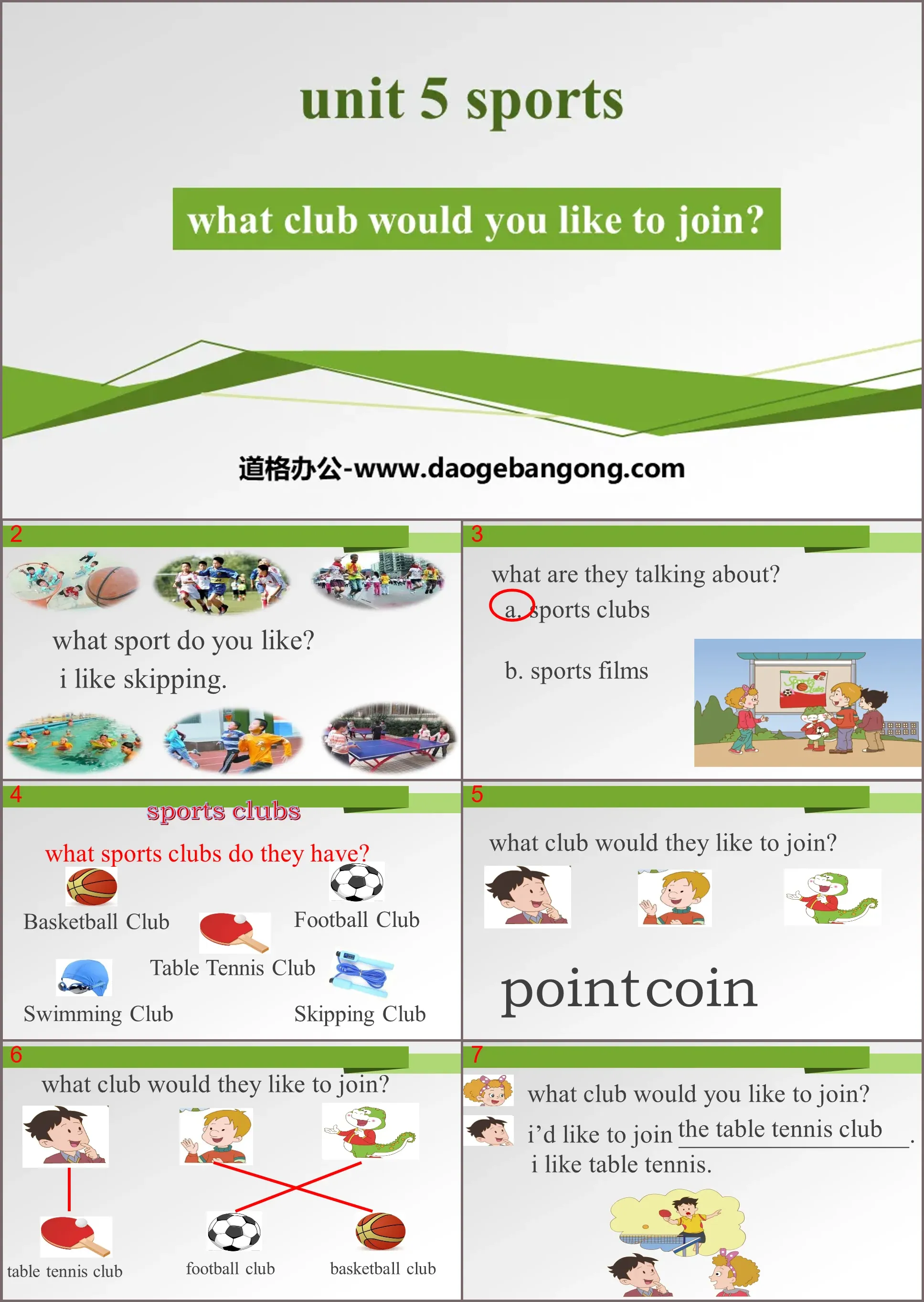 "What club would you like to join?" Sports PPT