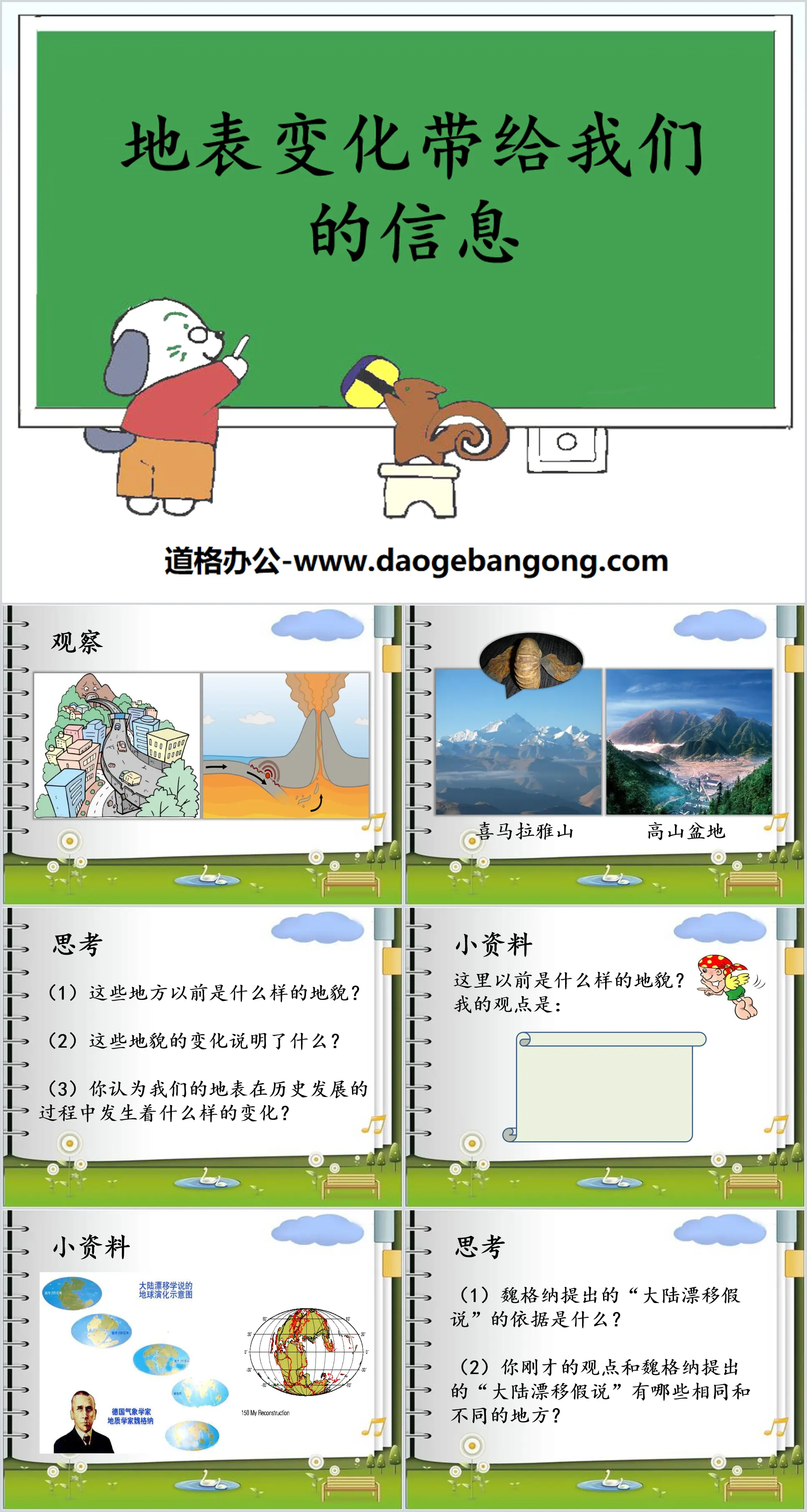 "Information brought to us by surface changes" PPT courseware on changes in ground form