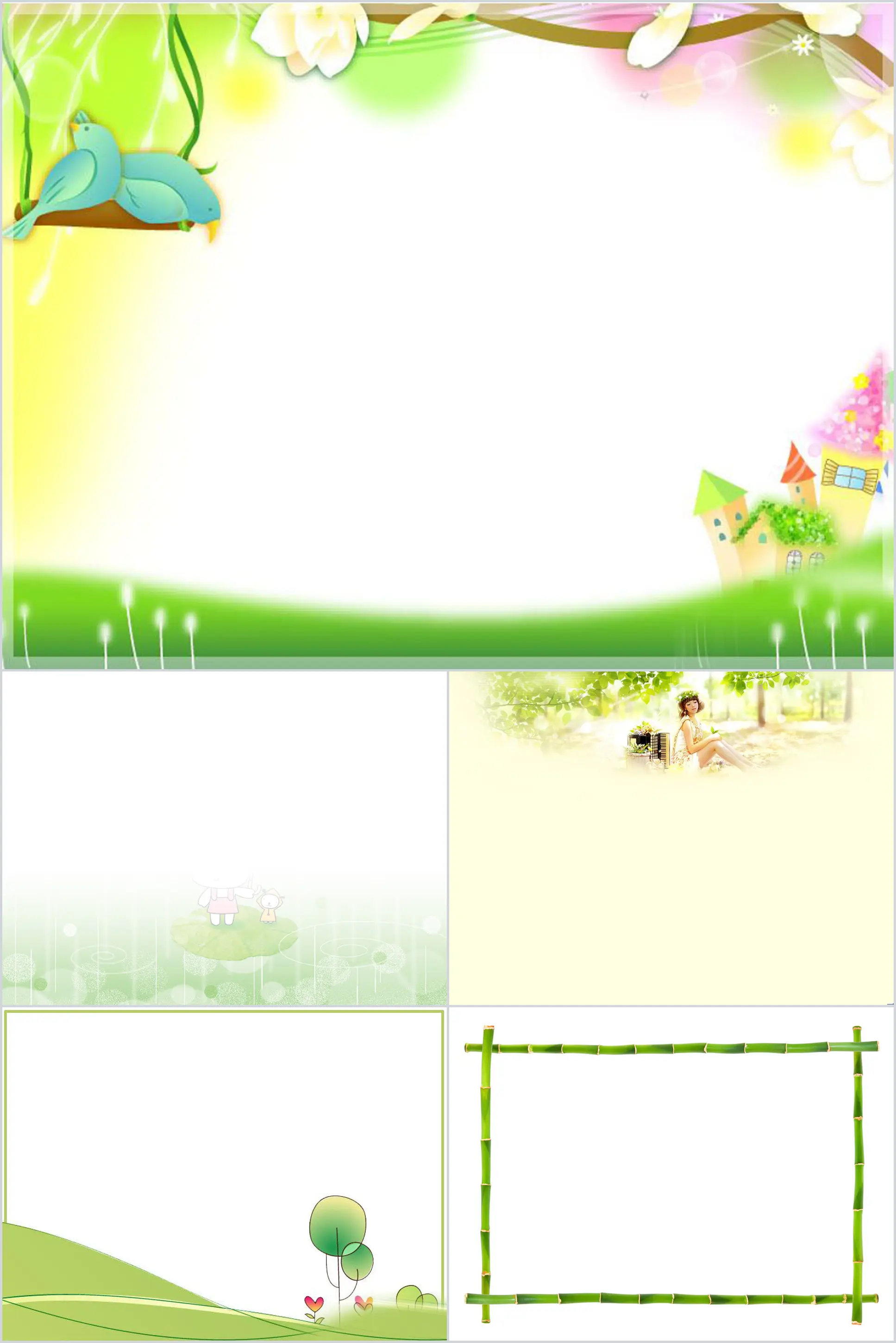 Green cartoon concise PPT background picture