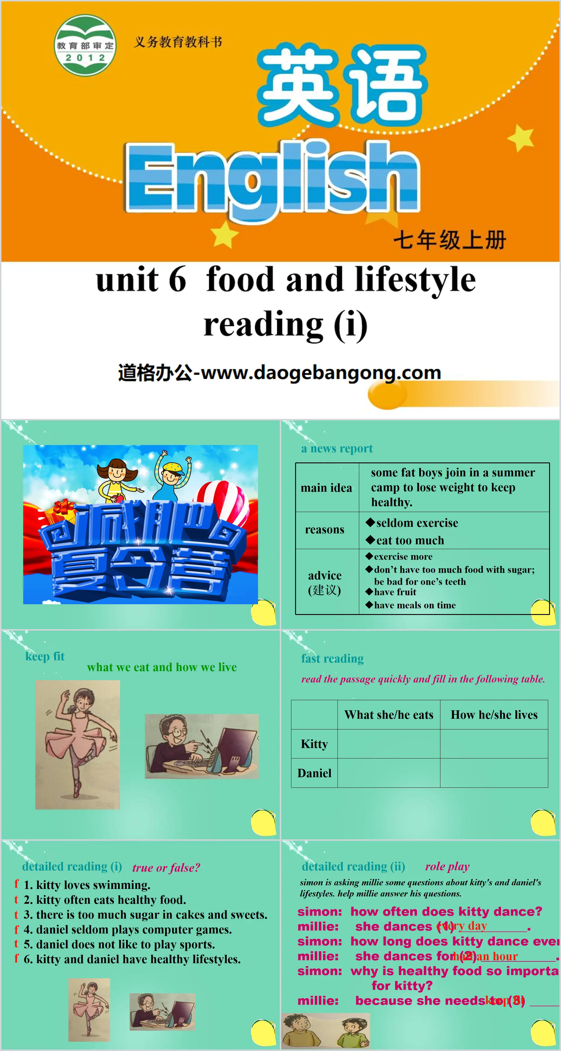 《Food and lifestylee》ReadingPPT
