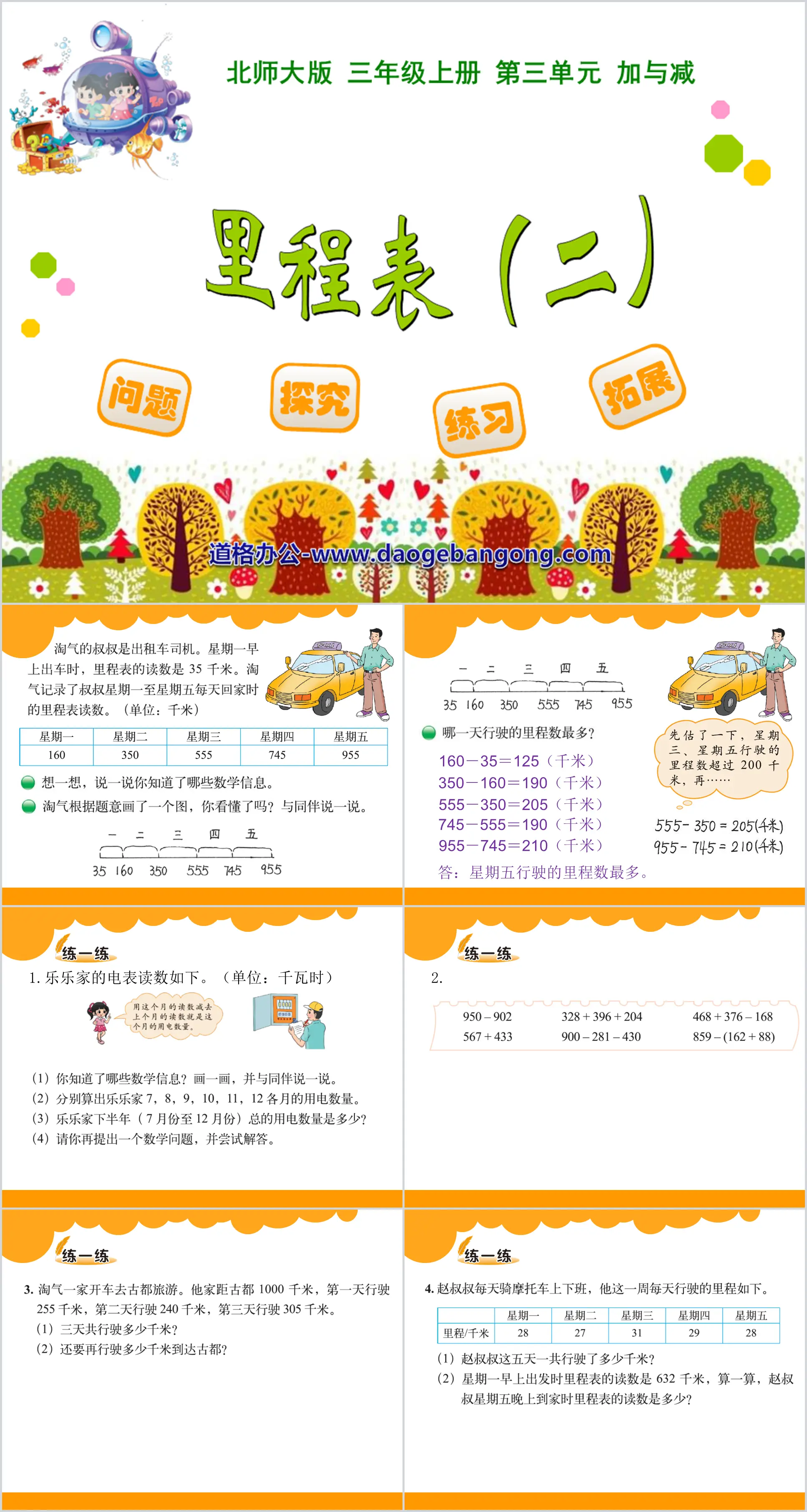 Cours PPT « Compteur kilométrique » Addition et soustraction 2