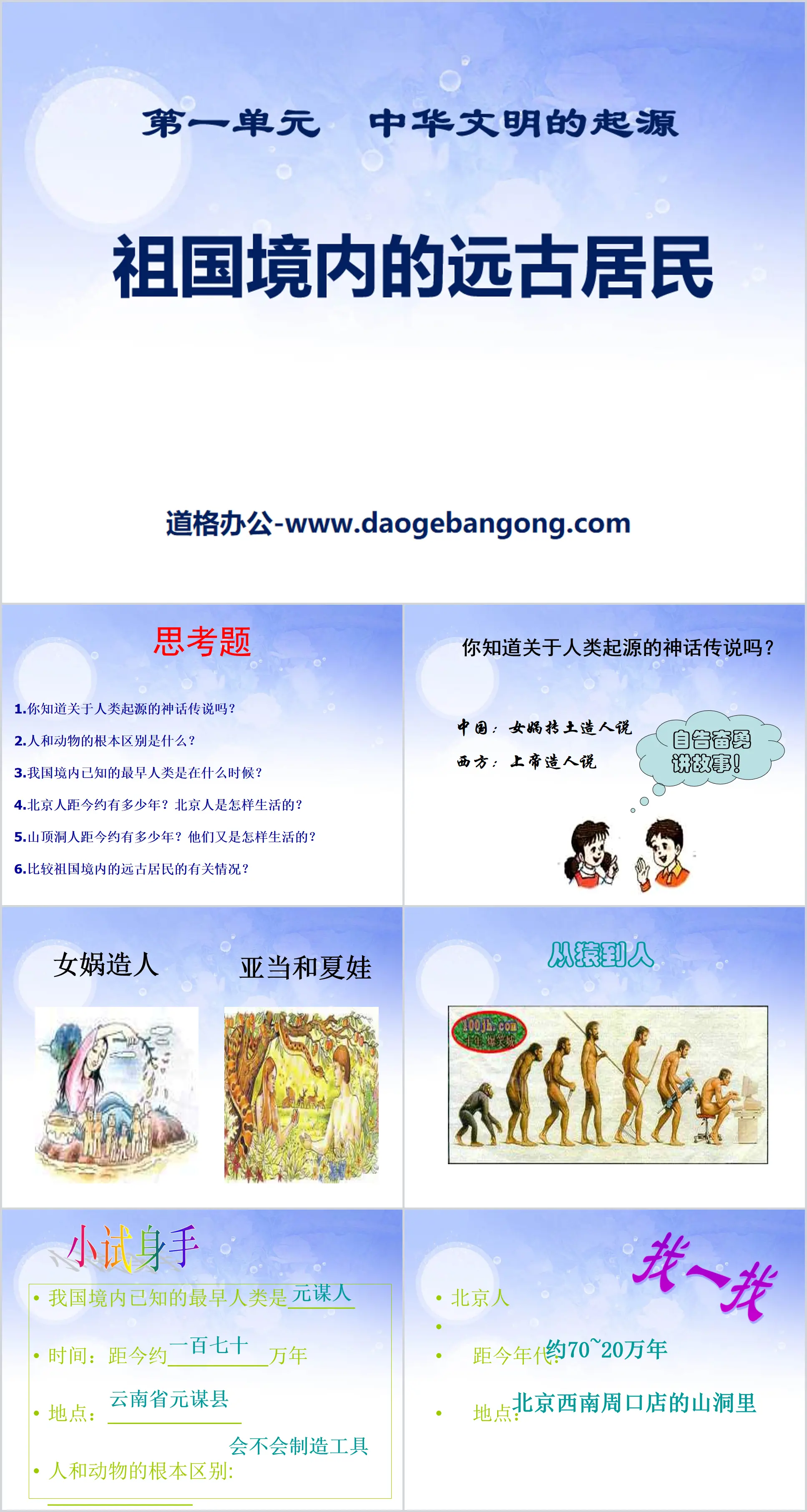 "Ancient Residents in the Motherland" The Origin of Chinese Civilization PPT Courseware 7