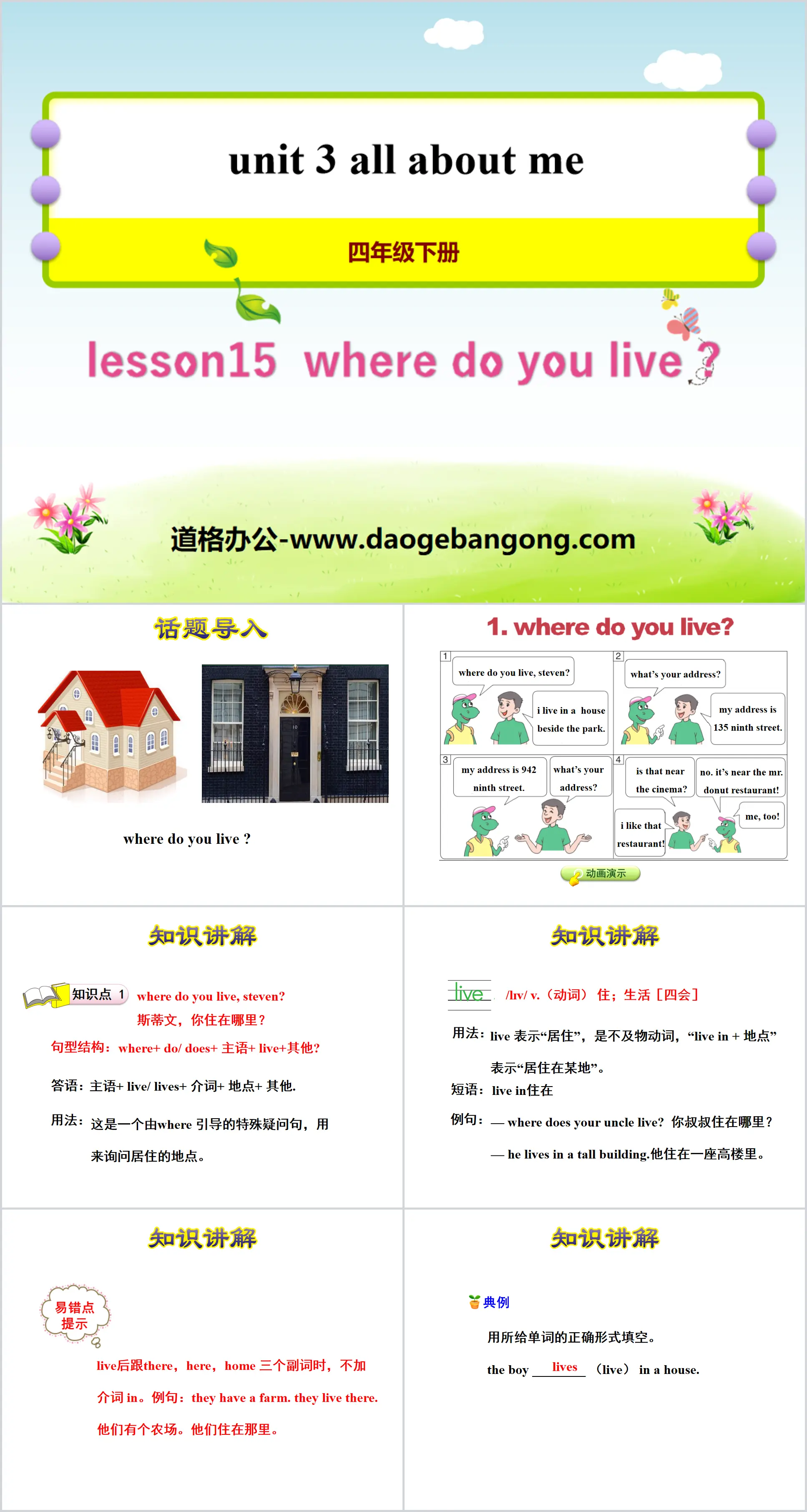 "Where Do You Live?" All about Me PPT courseware