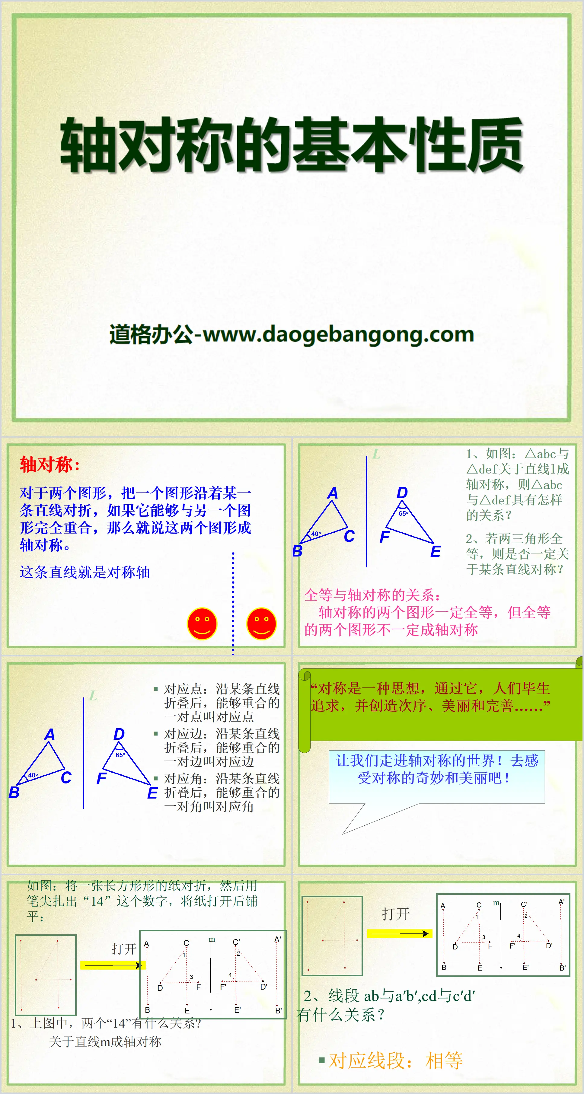 "Basic Properties of Axisymmetry" PPT courseware