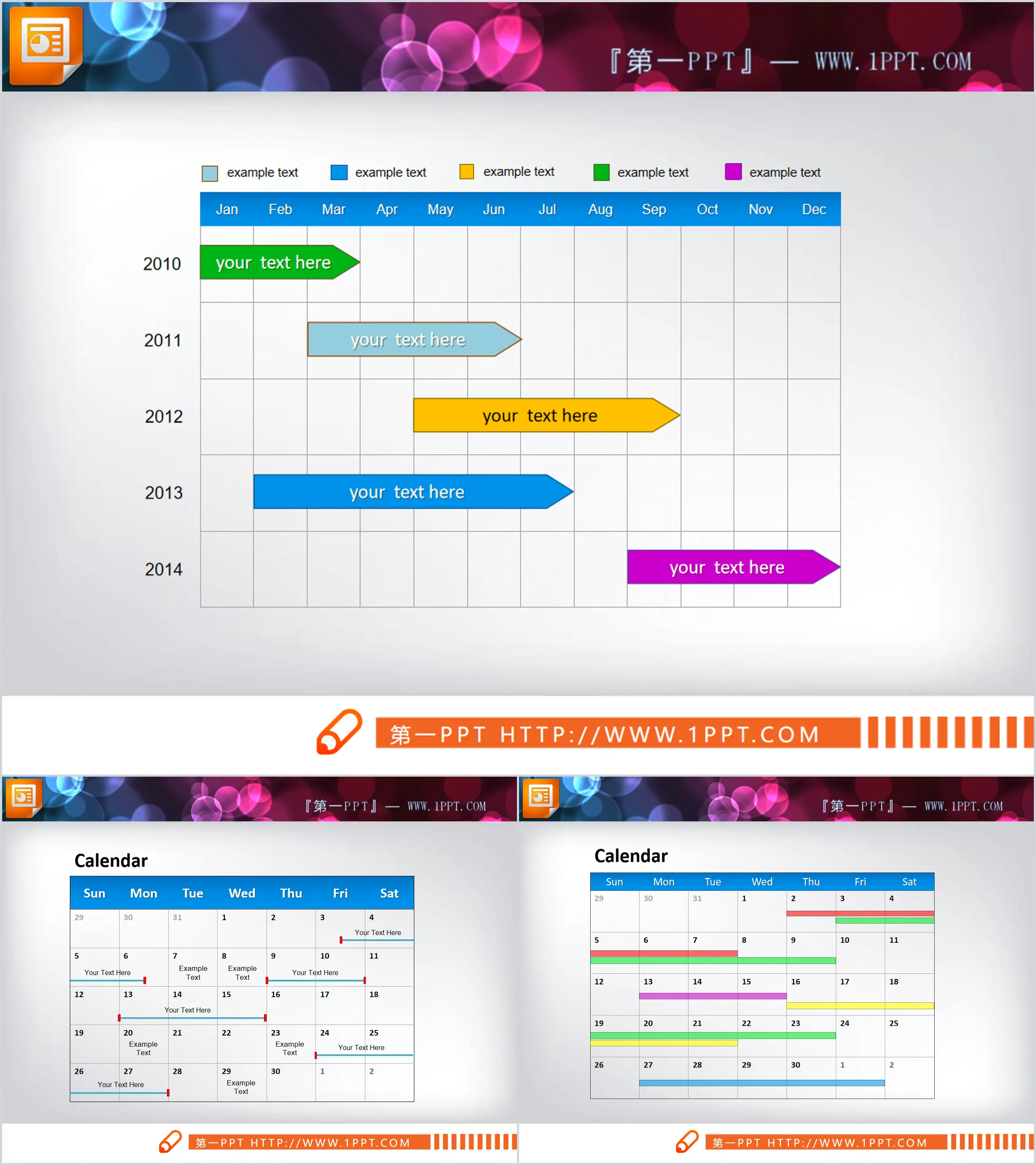 Annual monthly weekly statistics PPT Gantt chart