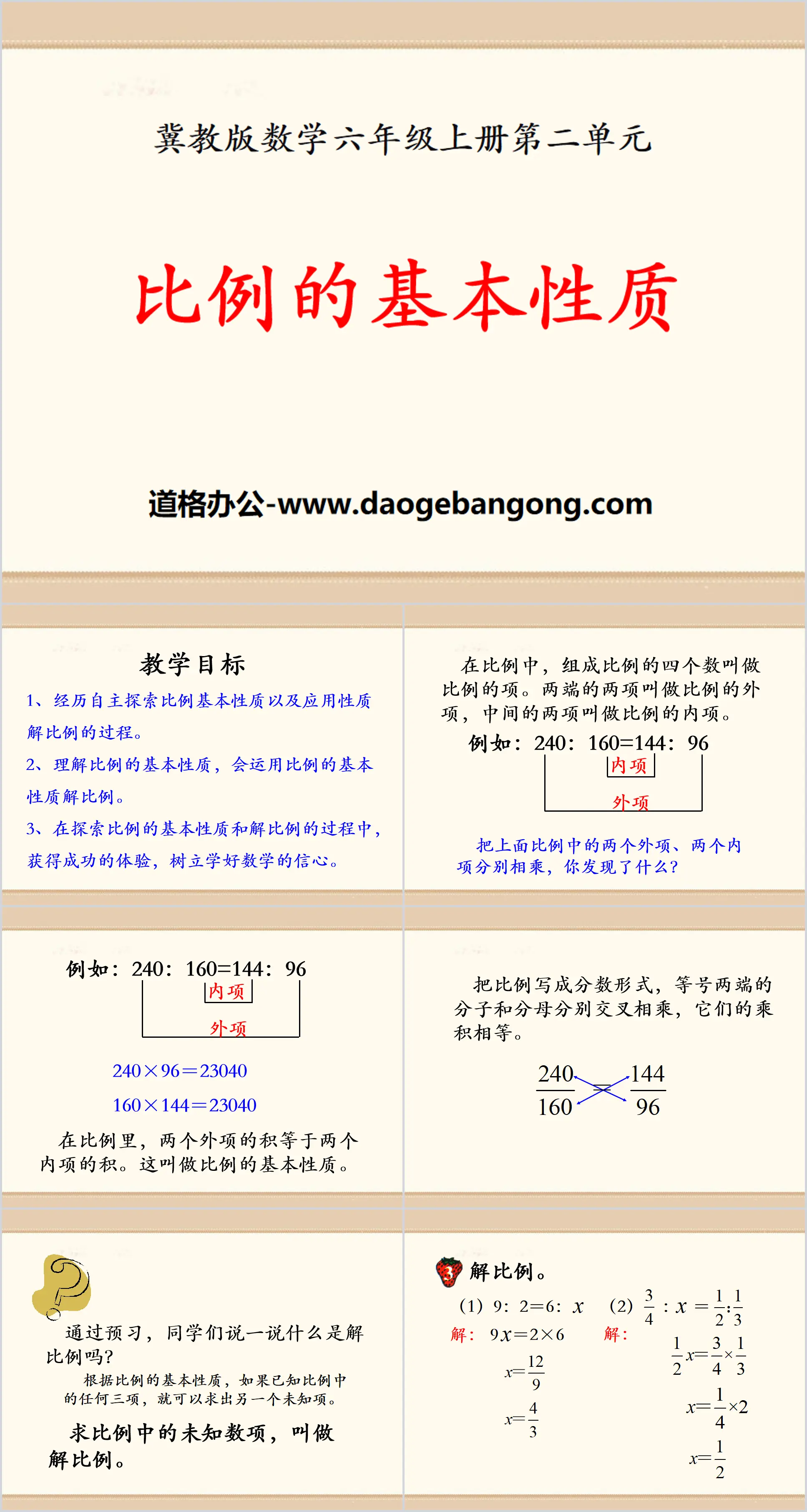 "Basic Properties of Proportion" Ratio and Proportion PPT Courseware