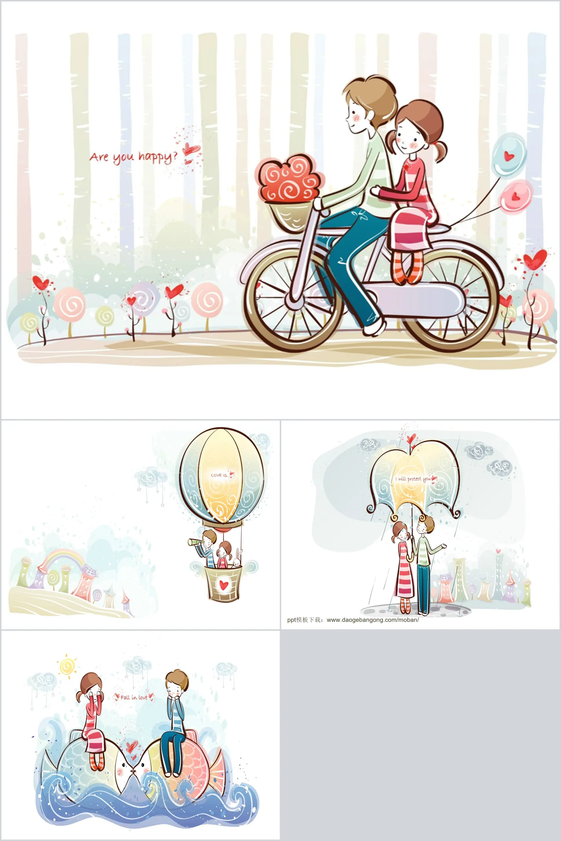 Romantic Cartoon Love PowerPoint Template Download