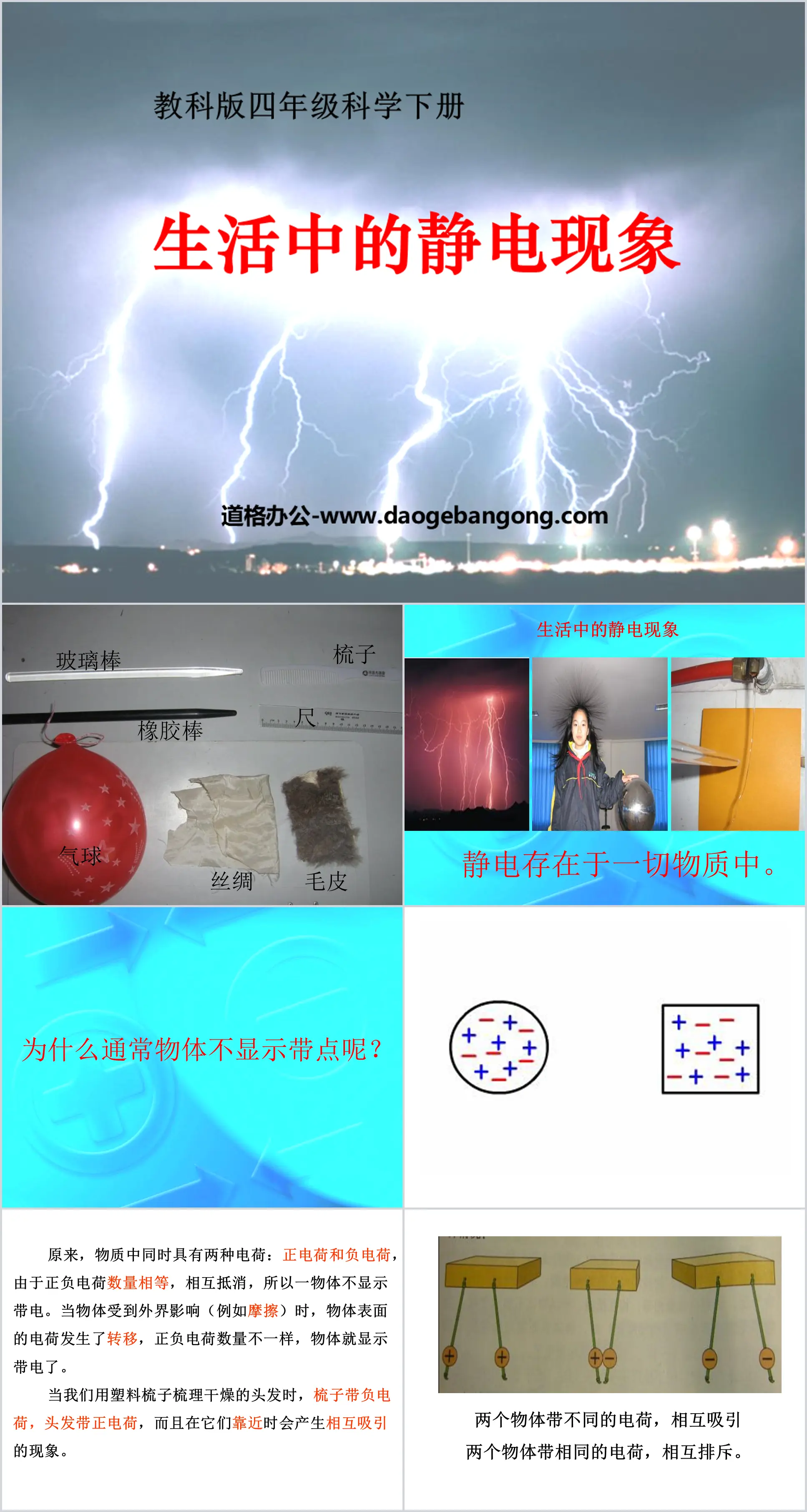 "Static Electricity Phenomena in Life" Electricity PPT Courseware