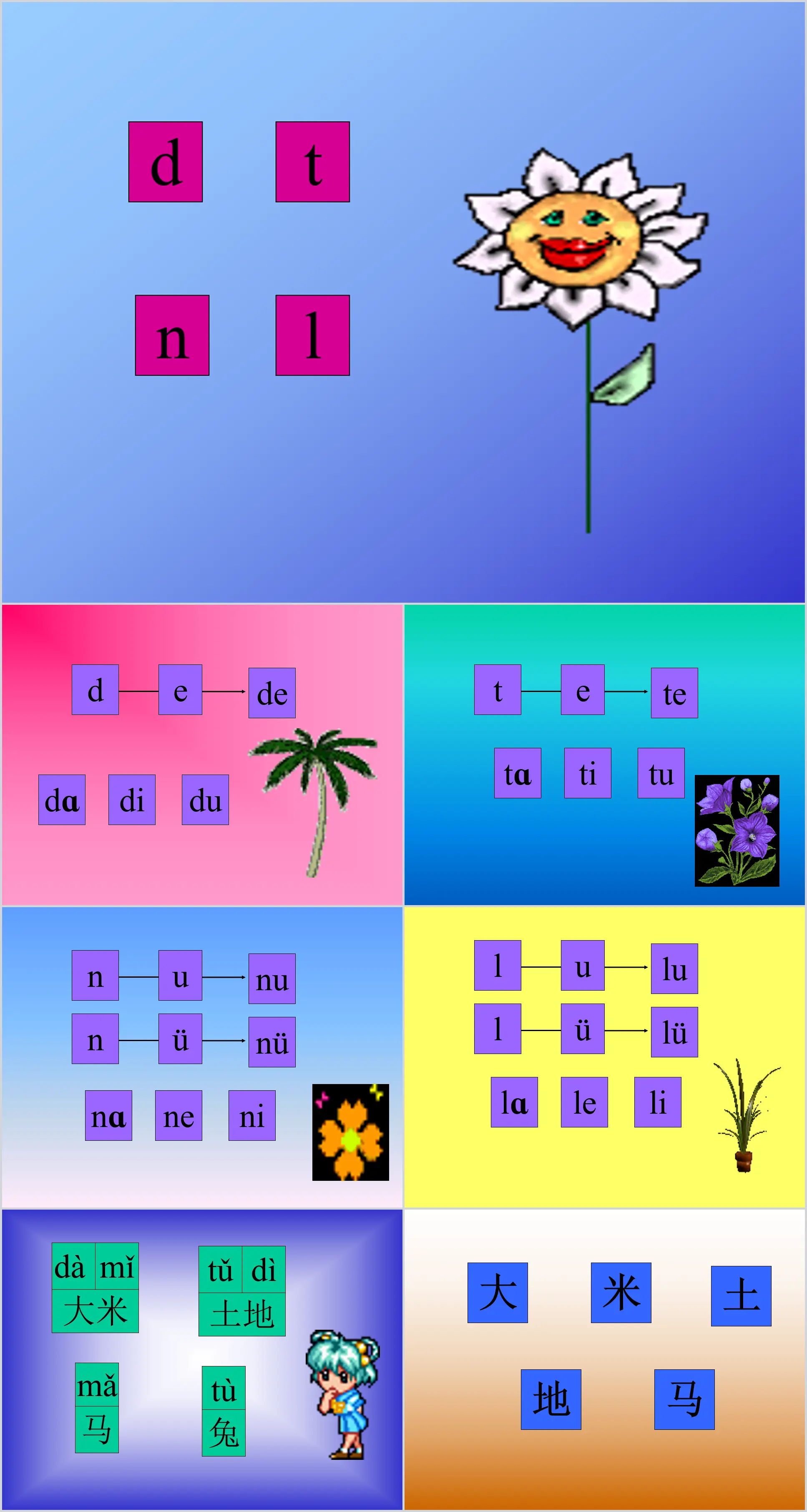 人教版小学一年级上册语文，拼音教学《dtnl》课件PPT下载，课件格式.PPT
