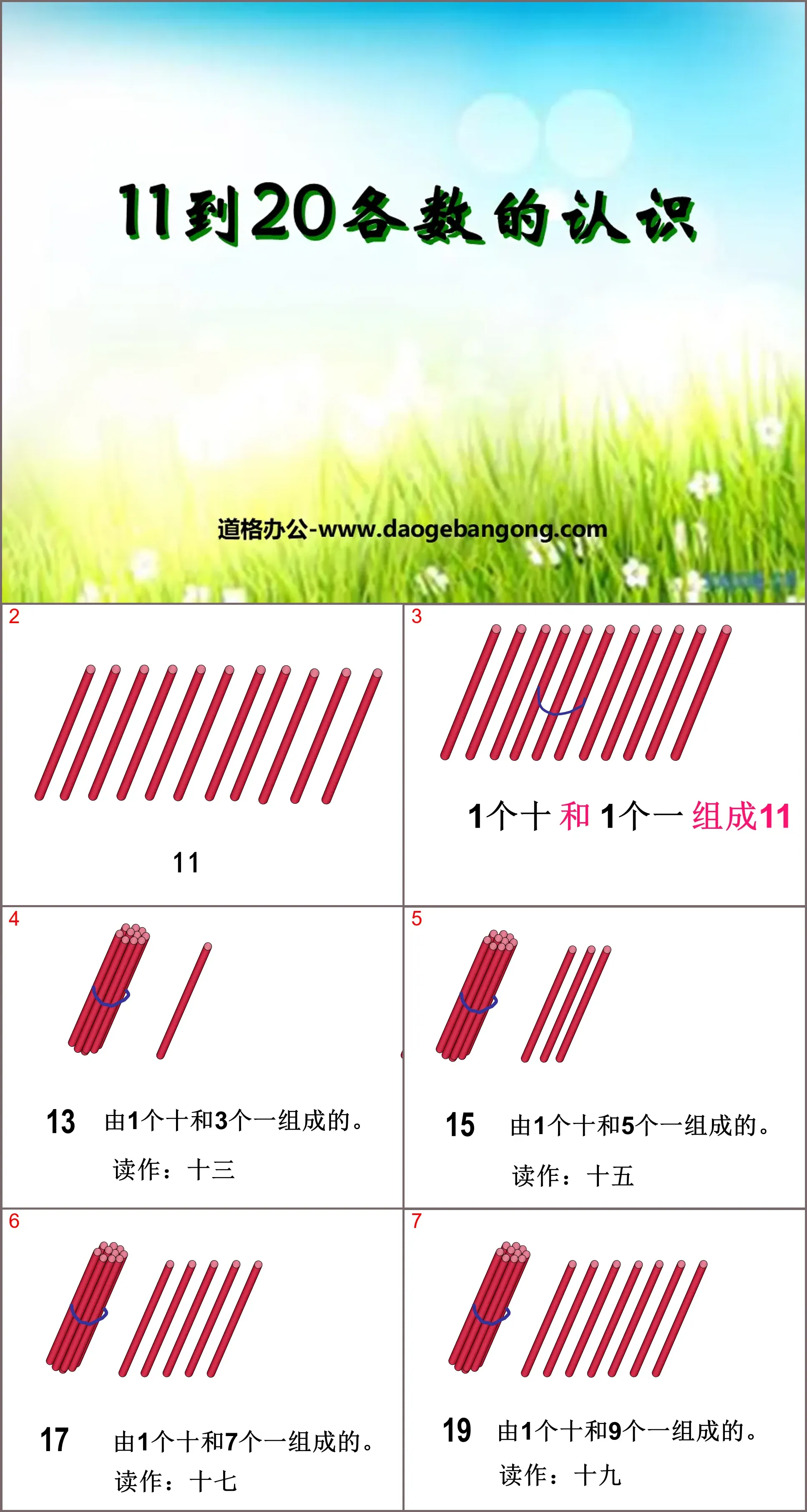 "Understanding the Numbers from 11 to 20" Understanding the Numbers from 11 to 20 PPT Courseware 2