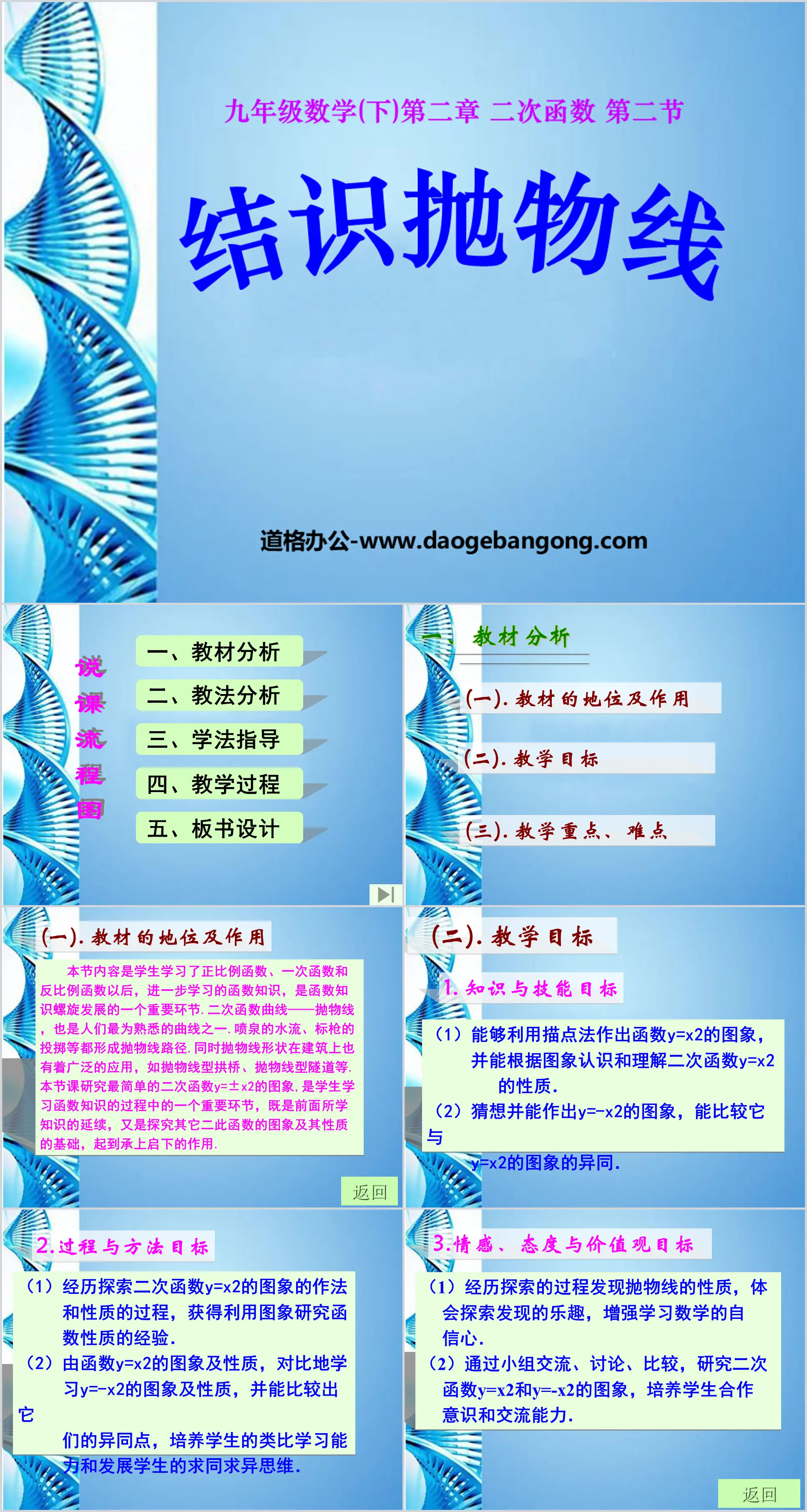 《结识抛物线》二次函数PPT课件
