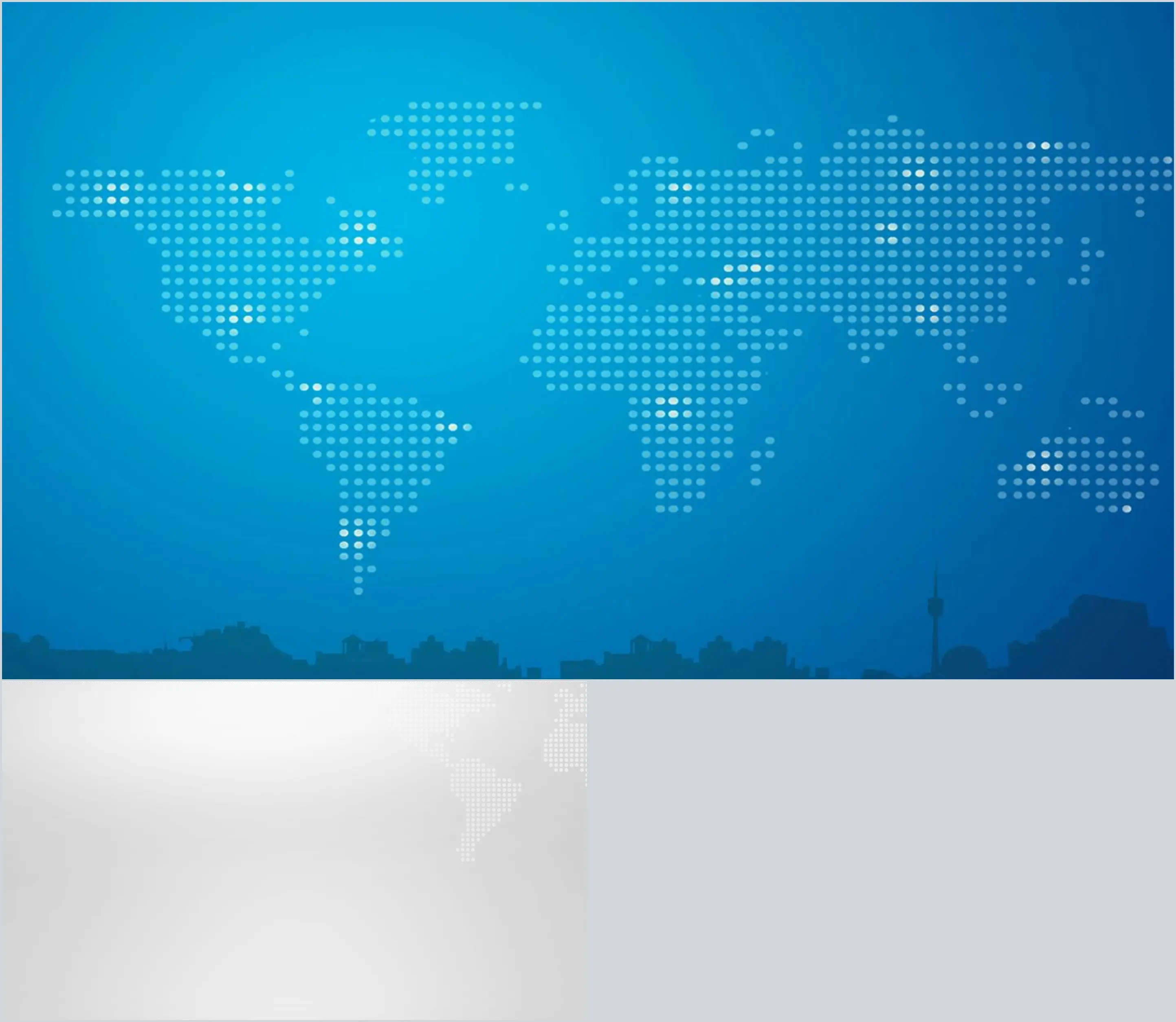 Blue world map city silhouette business PPT background picture