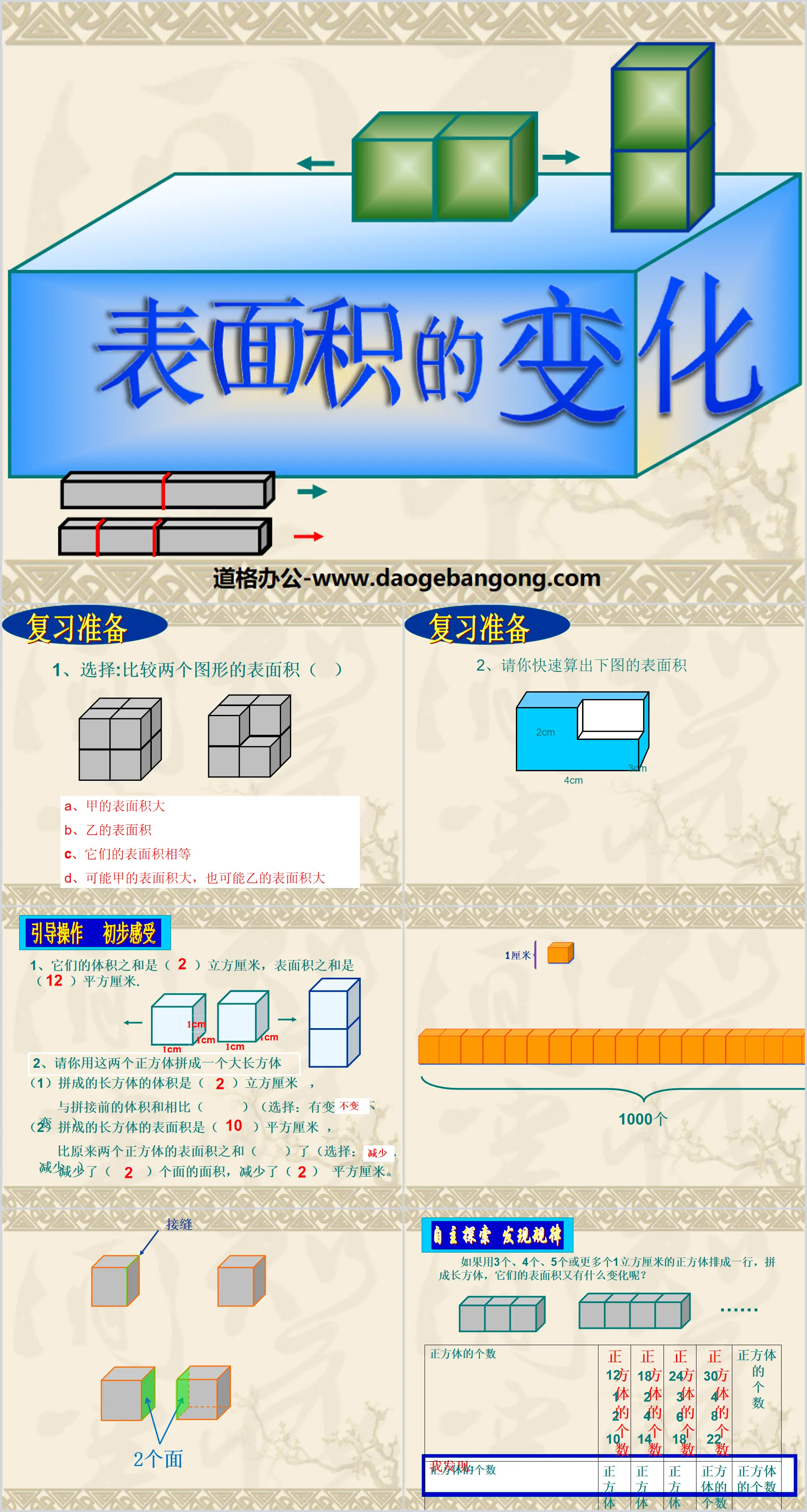 《表面积的变化》长方体和正方体PPT课件2
