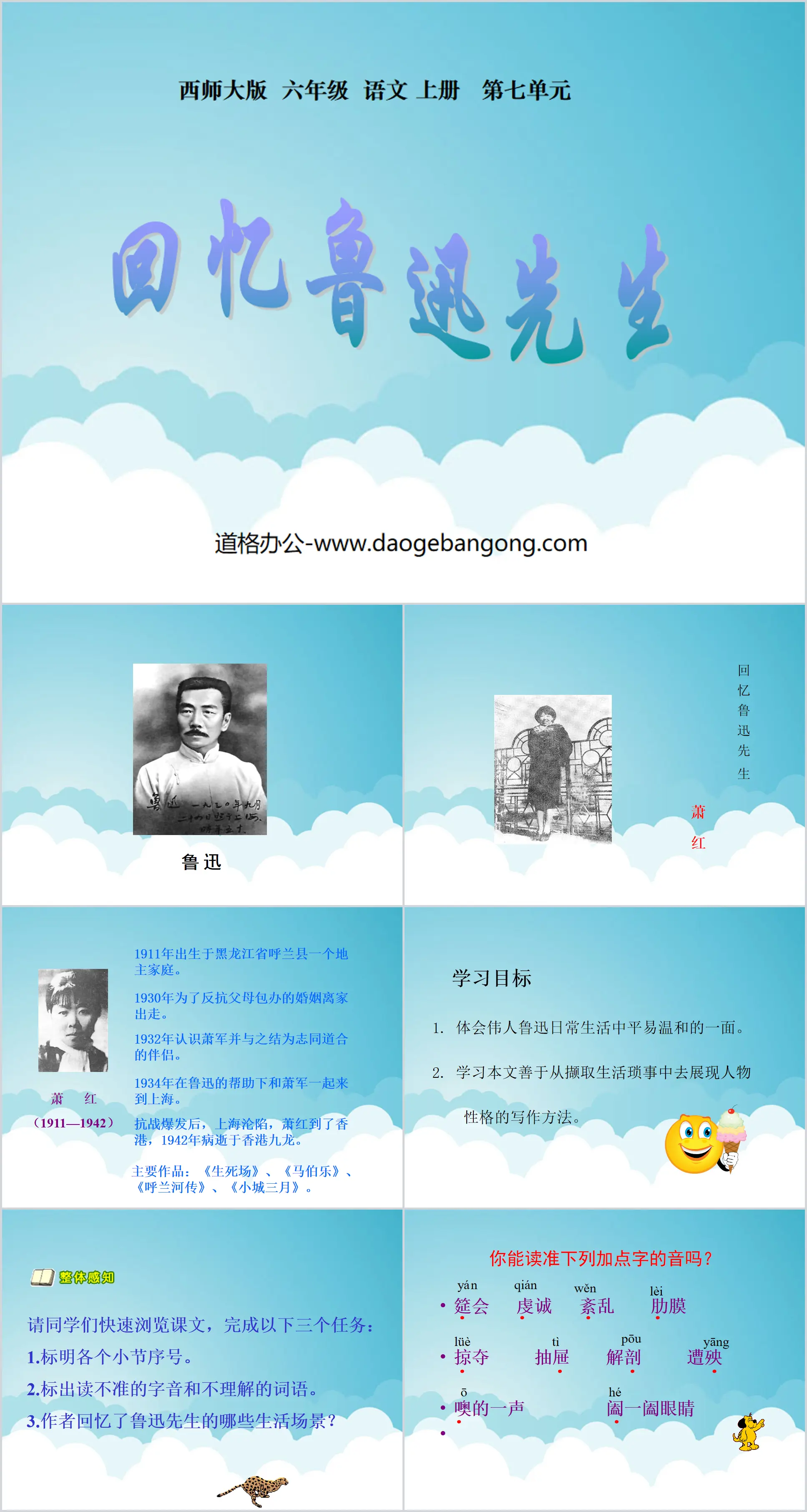 "Remembering Mr. Lu Xun" PPT courseware