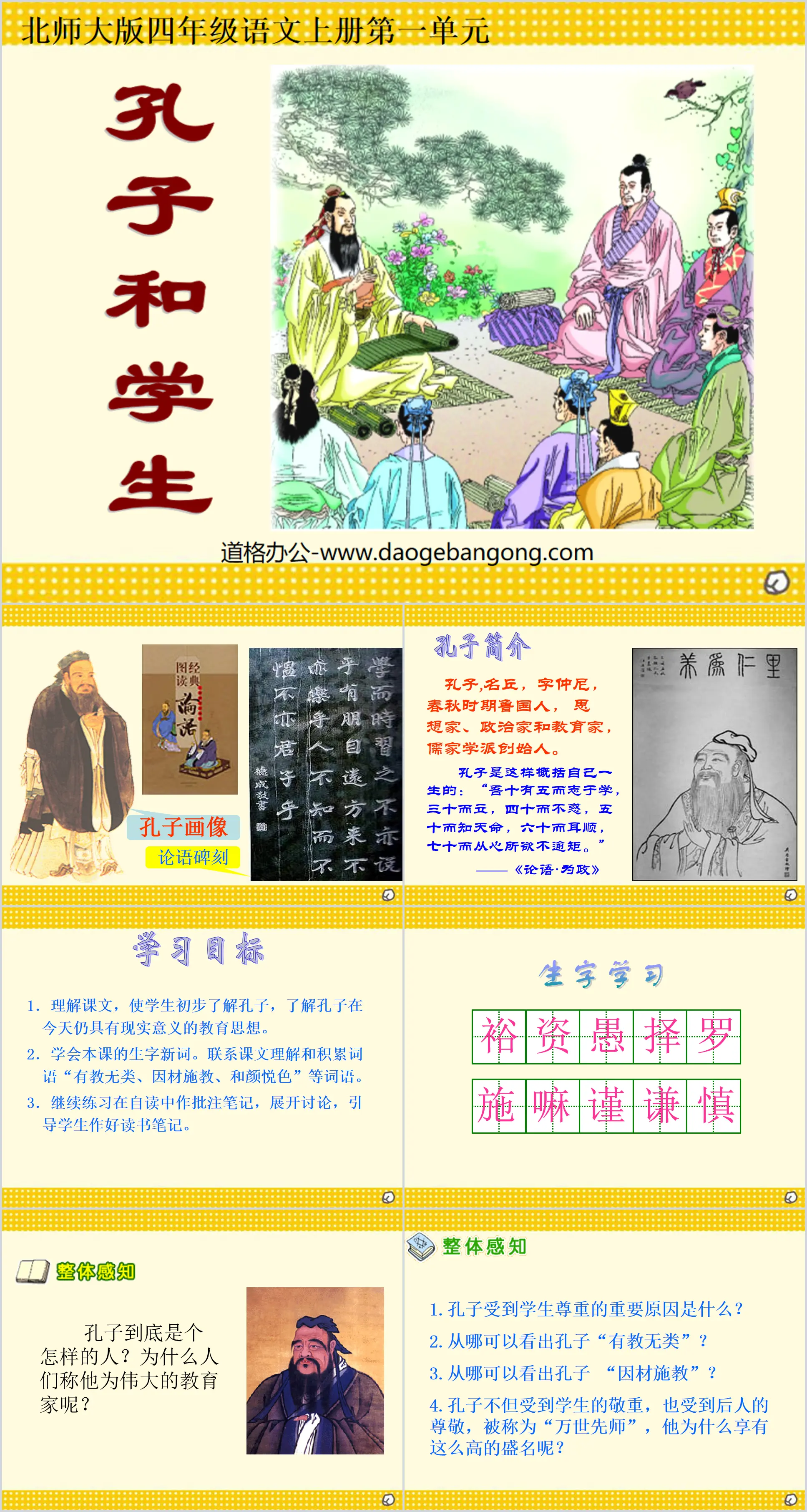 "Confucius and Students" PPT courseware