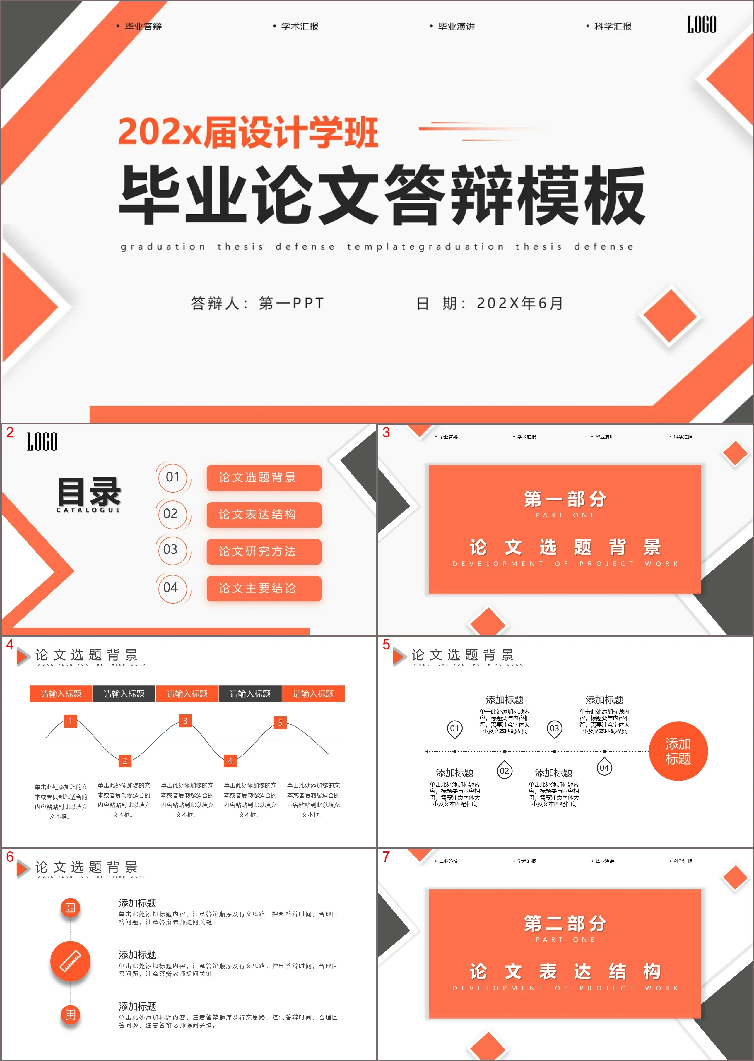 Modèle PPT de soutenance de thèse de fin d'études simple orange