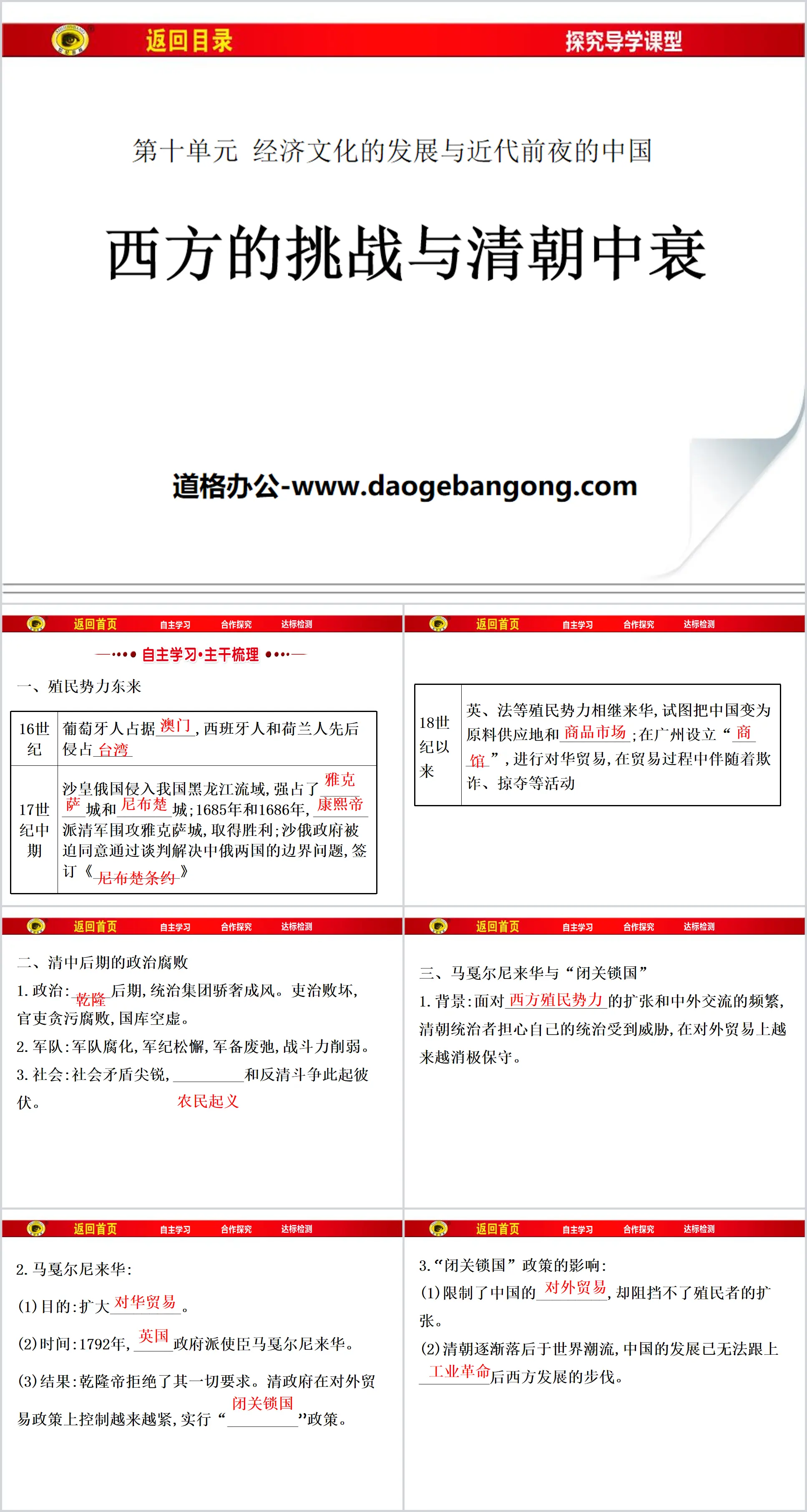 "The Challenge of the West and the Decline of the Qing Dynasty" Economic and cultural development and China on the eve of modern times PPT courseware 2