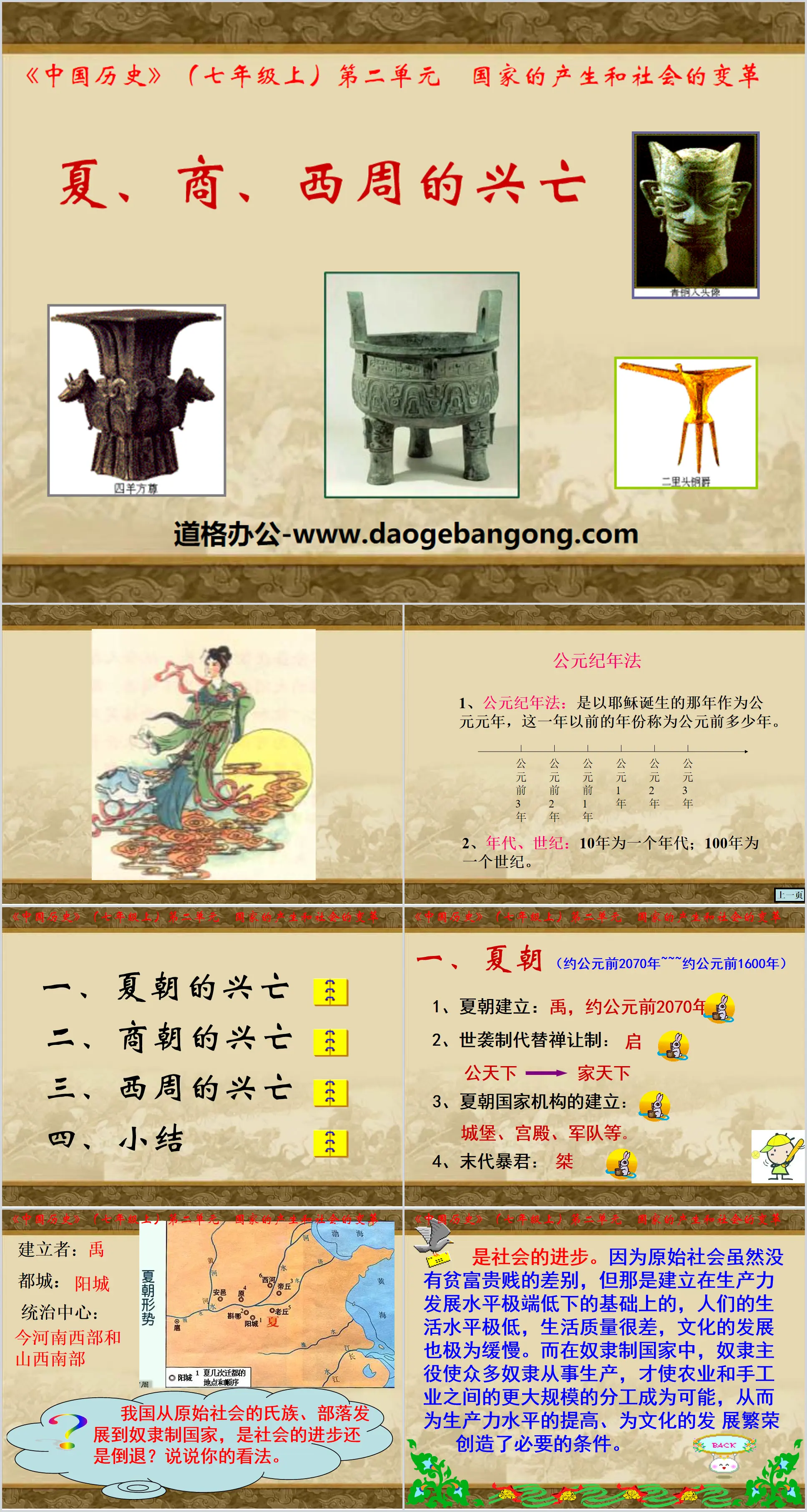 "The Rise and Fall of Xia, Shang and Western Zhou Dynasties" The emergence of the state and social changes PPT courseware 4