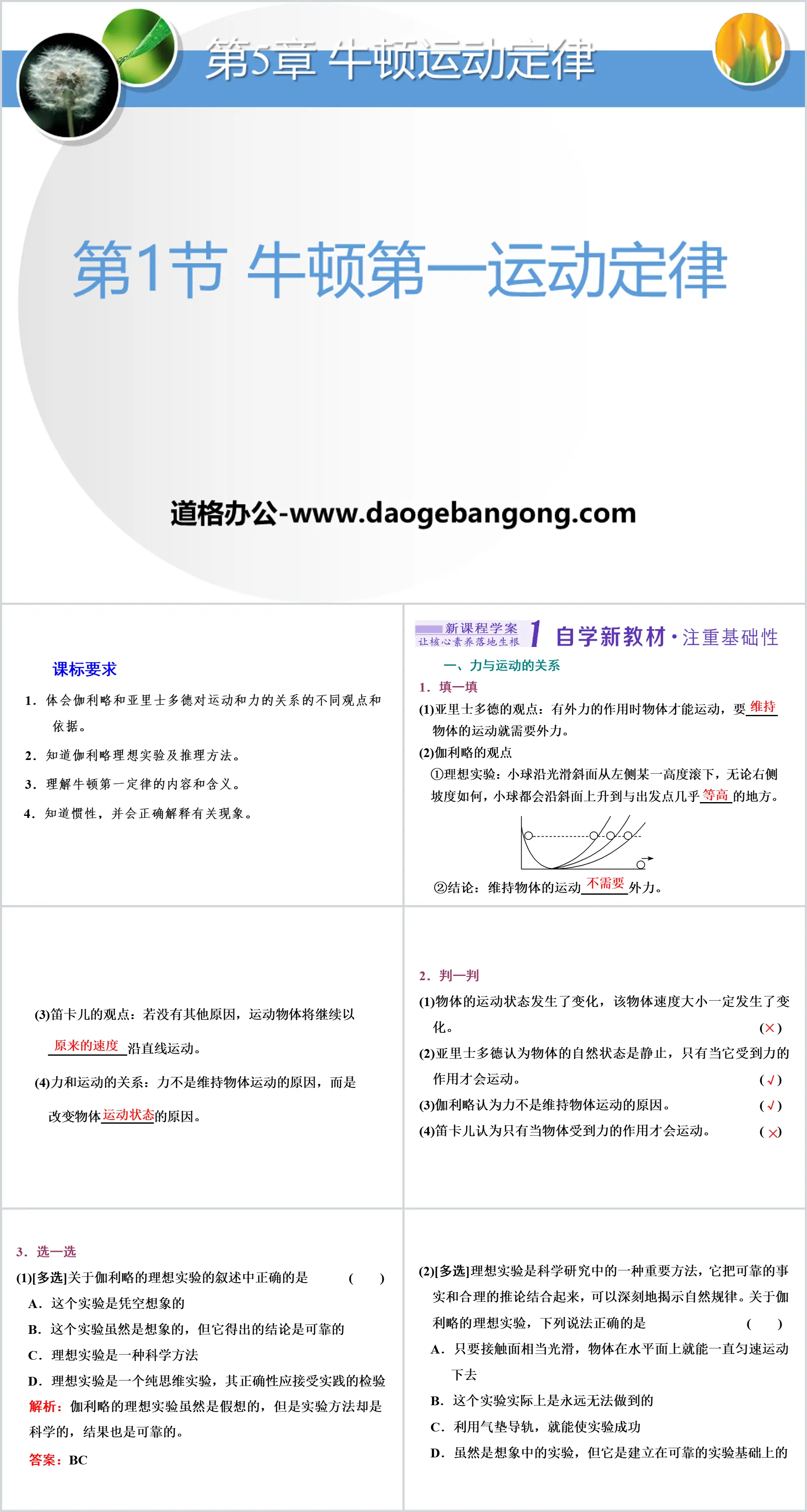 《牛顿第一运动定律》牛顿运动定律PPT课件
