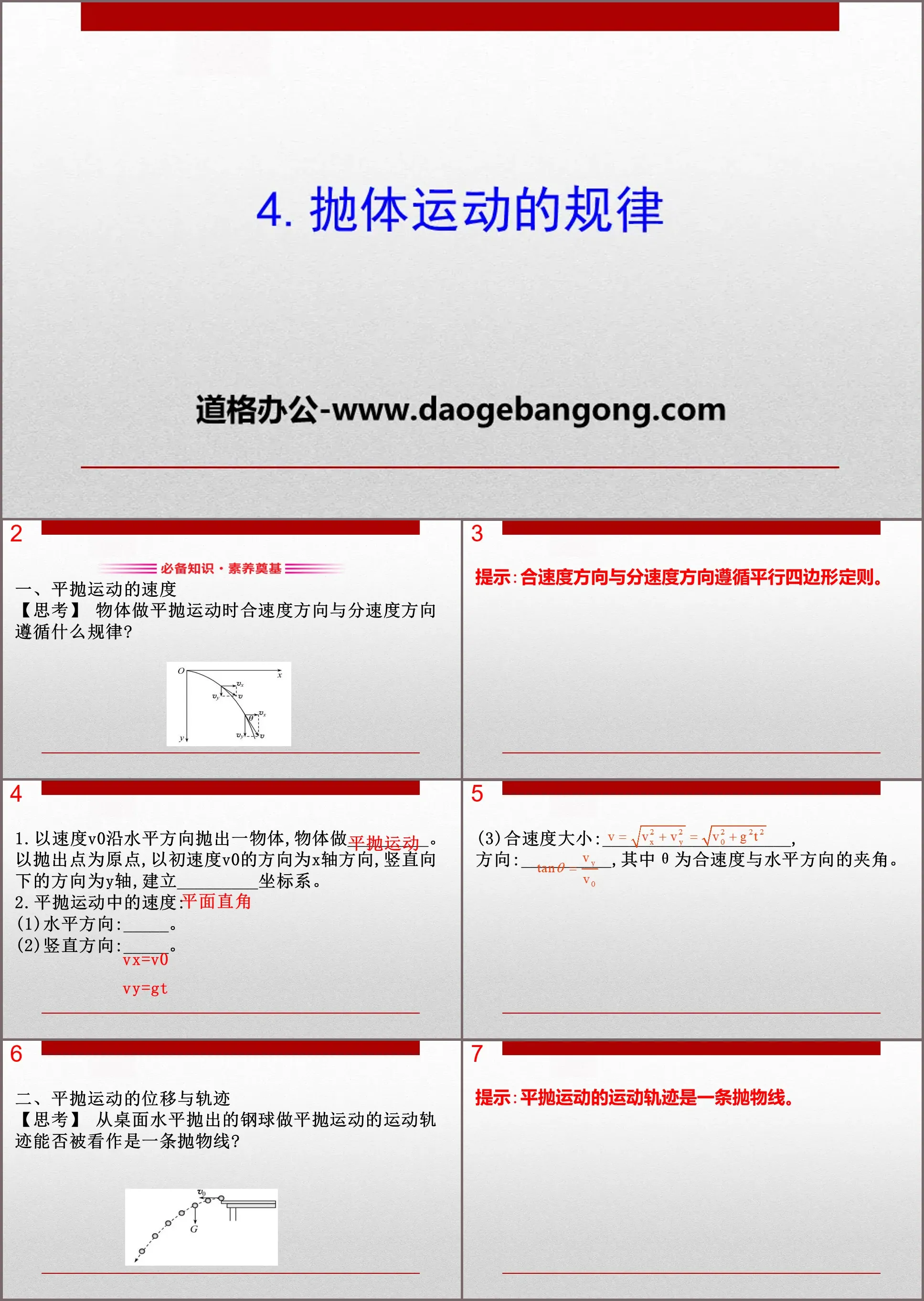 "Laws of Projectile Motion" Projectile Motion PPT Courseware