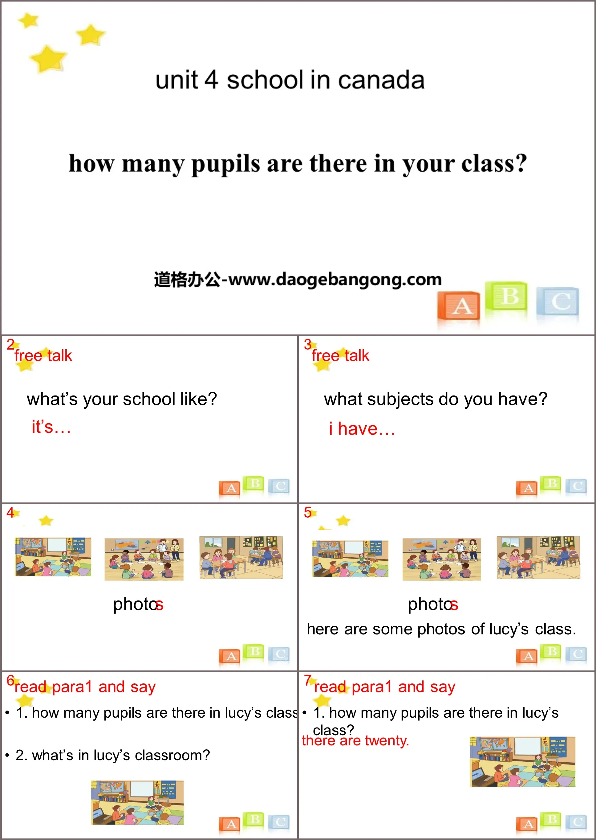 "How many pupils are there in your class?" School in Canada PPT