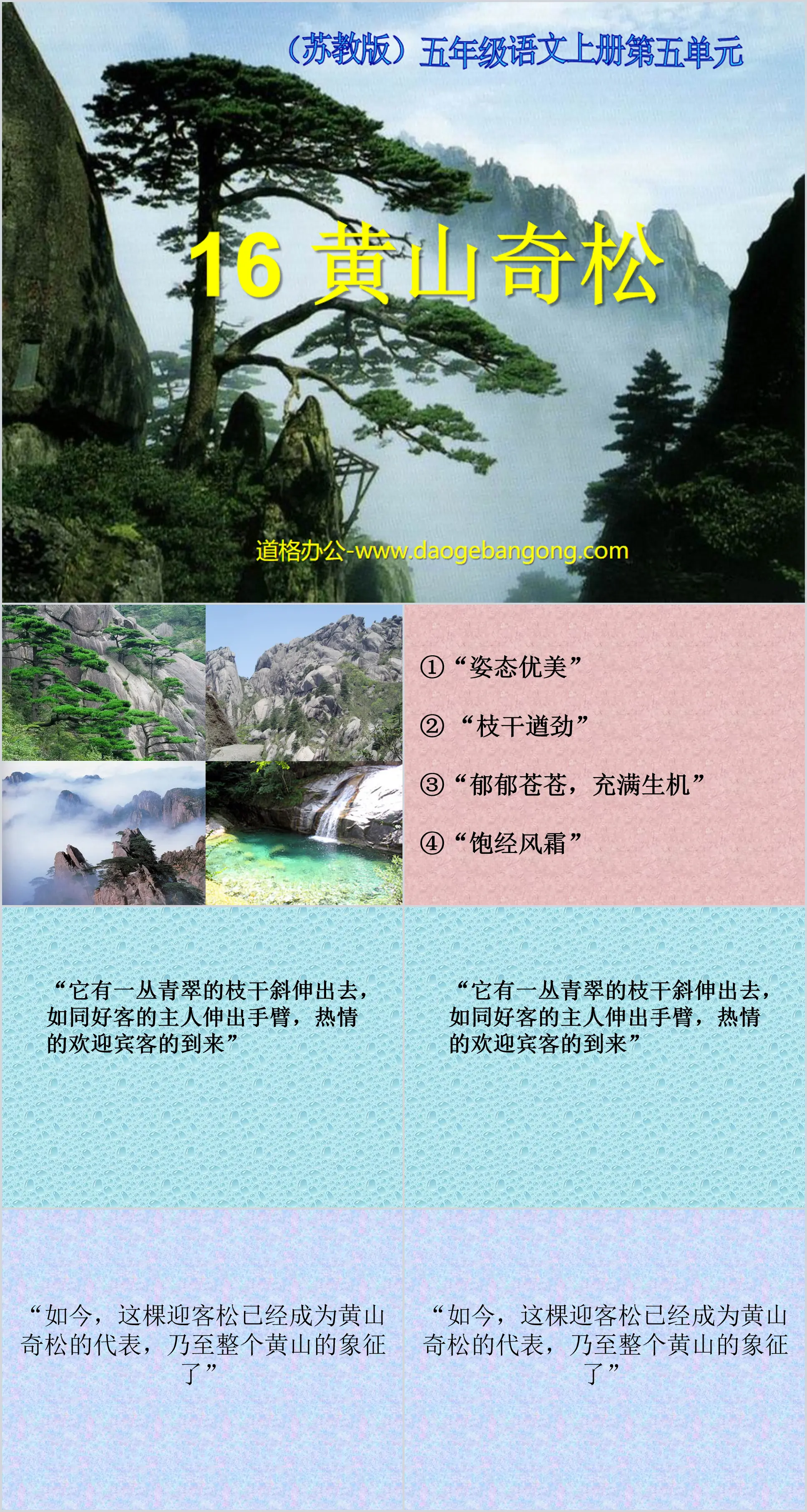 "Les pins merveilleux de Huangshan" Didacticiel PPT 2