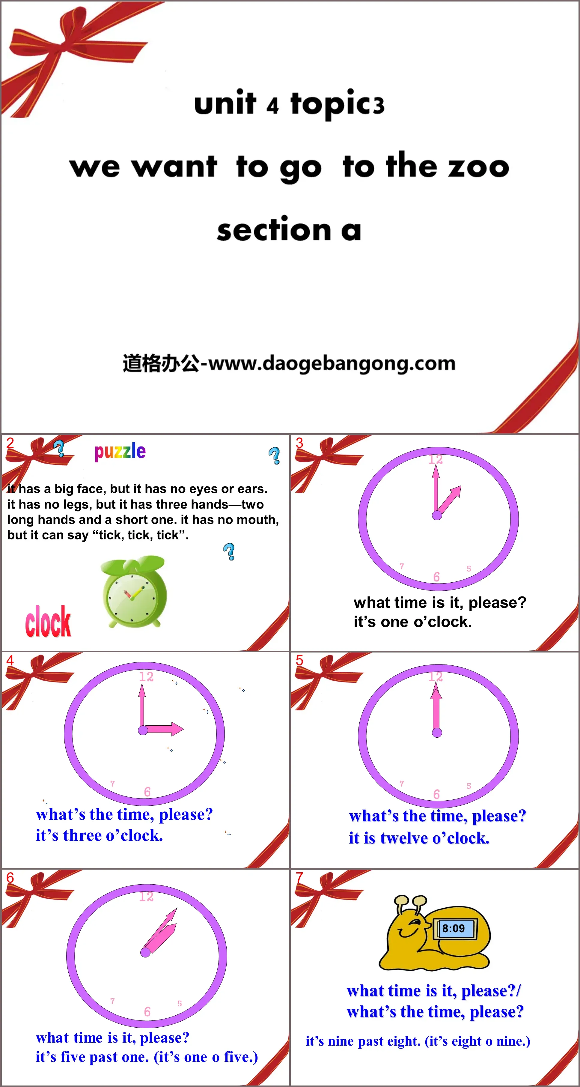 "What time is it now?" SectionA PPT