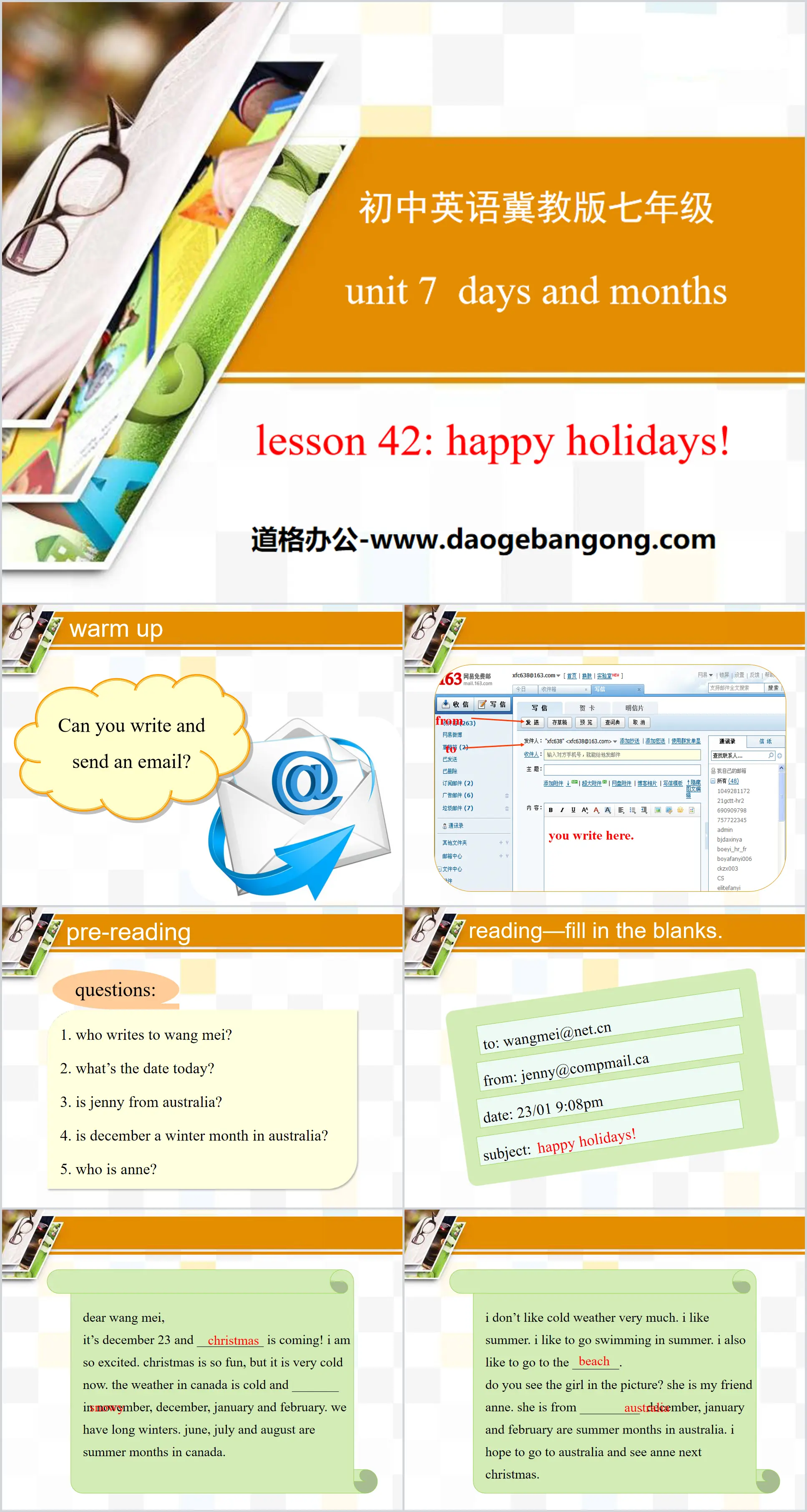 《Happy Holidays!》Days and Months PPT
