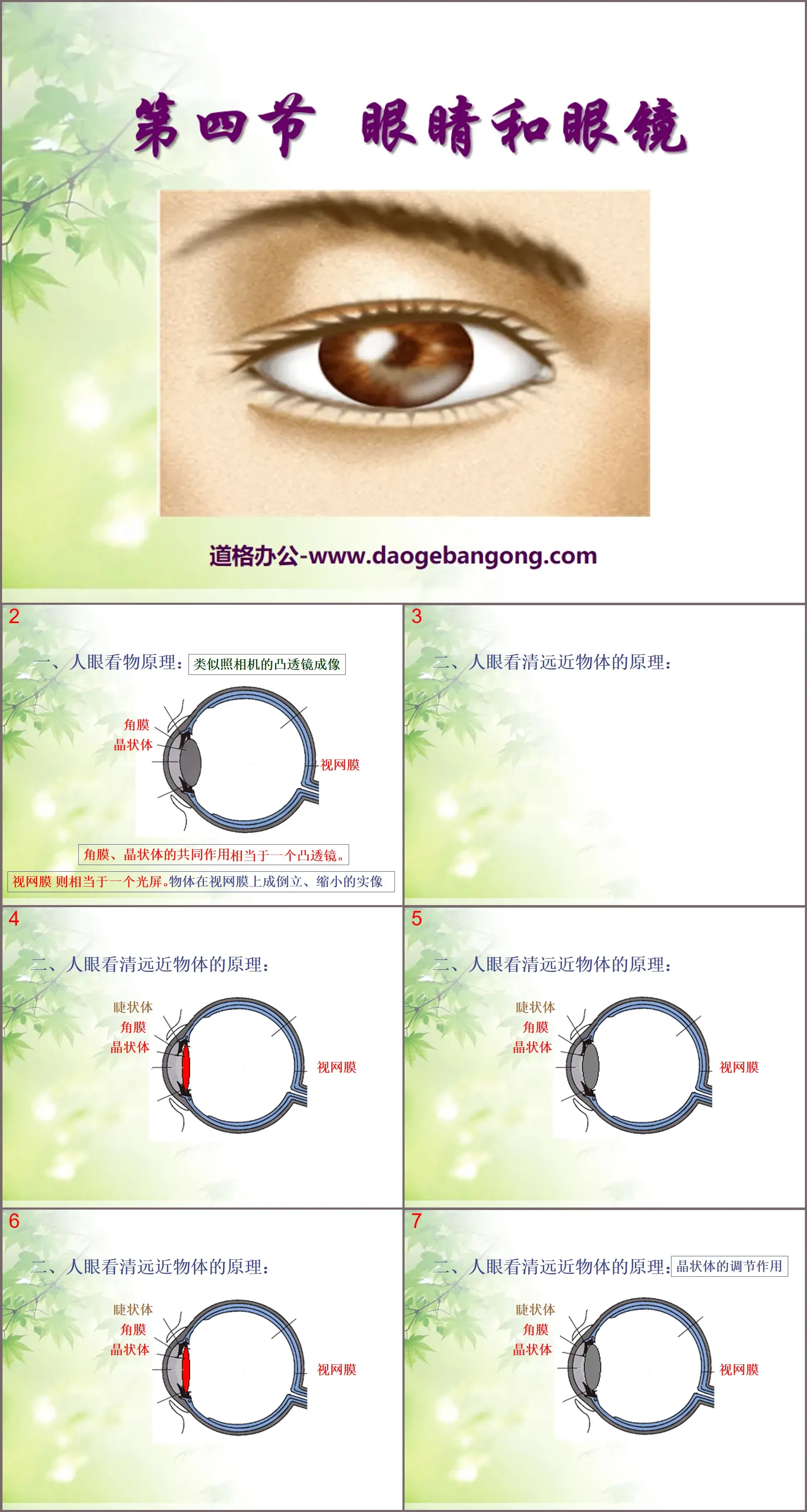 "Eyes and Glasses" Lenses and Their Applications PPT Courseware 4