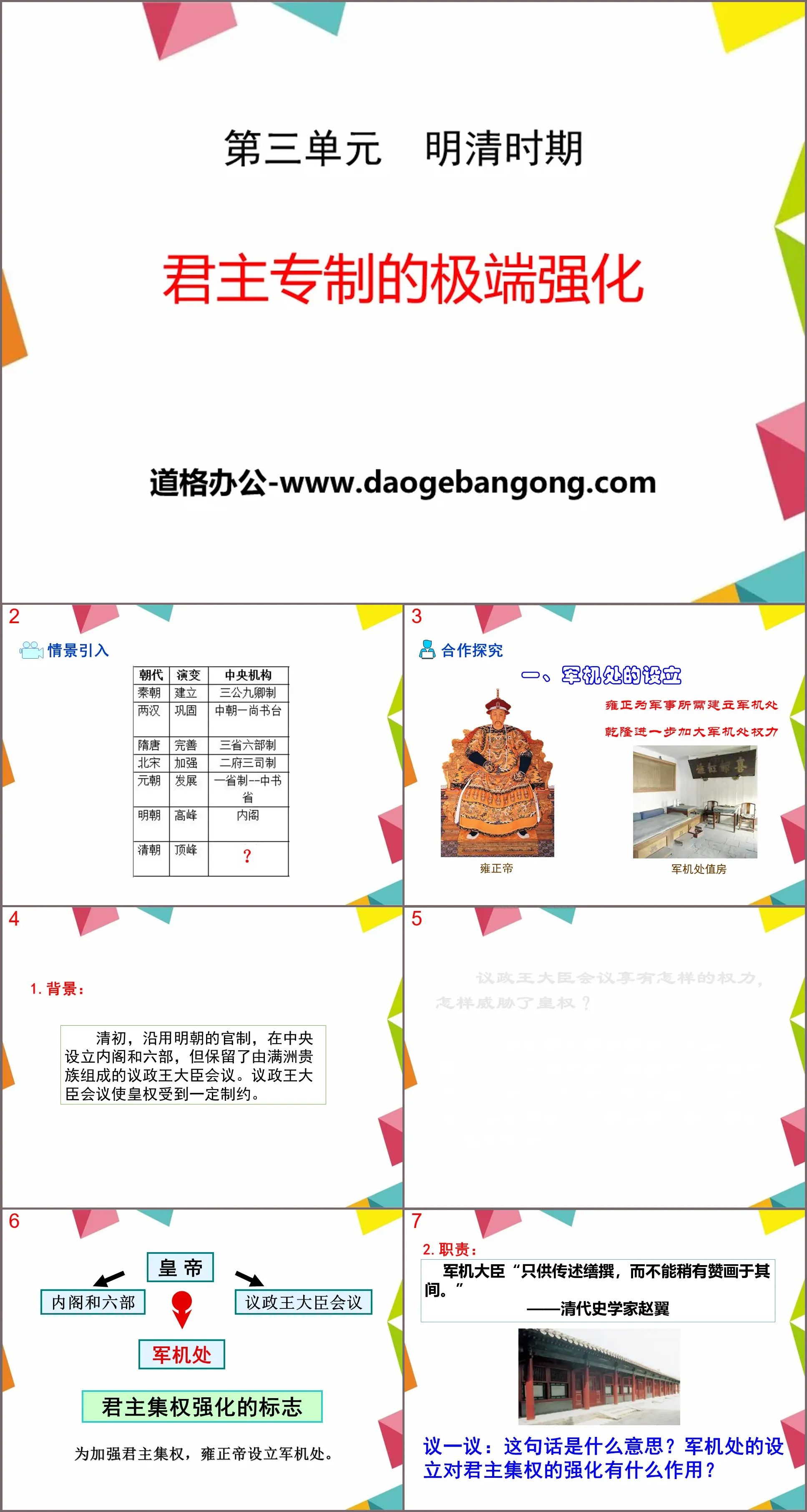 "Extreme Strengthening of Monarchy" PPT courseware 2 during the Ming and Qing Dynasties